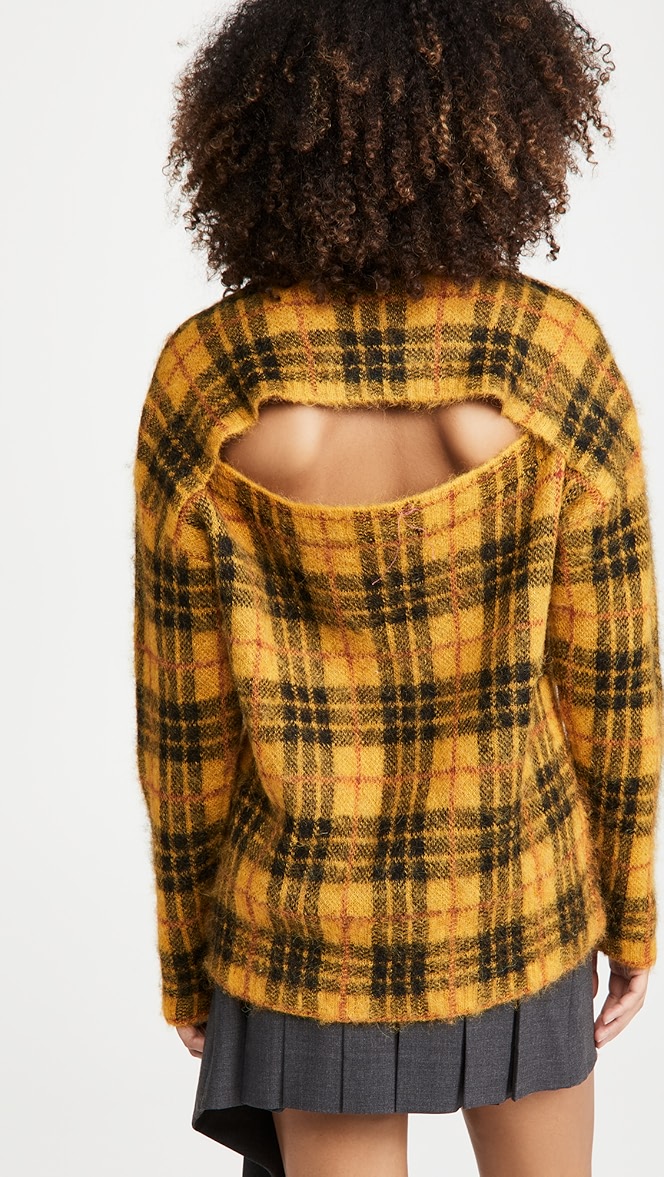 turtleneck tartan asymmetrical sweatshirt