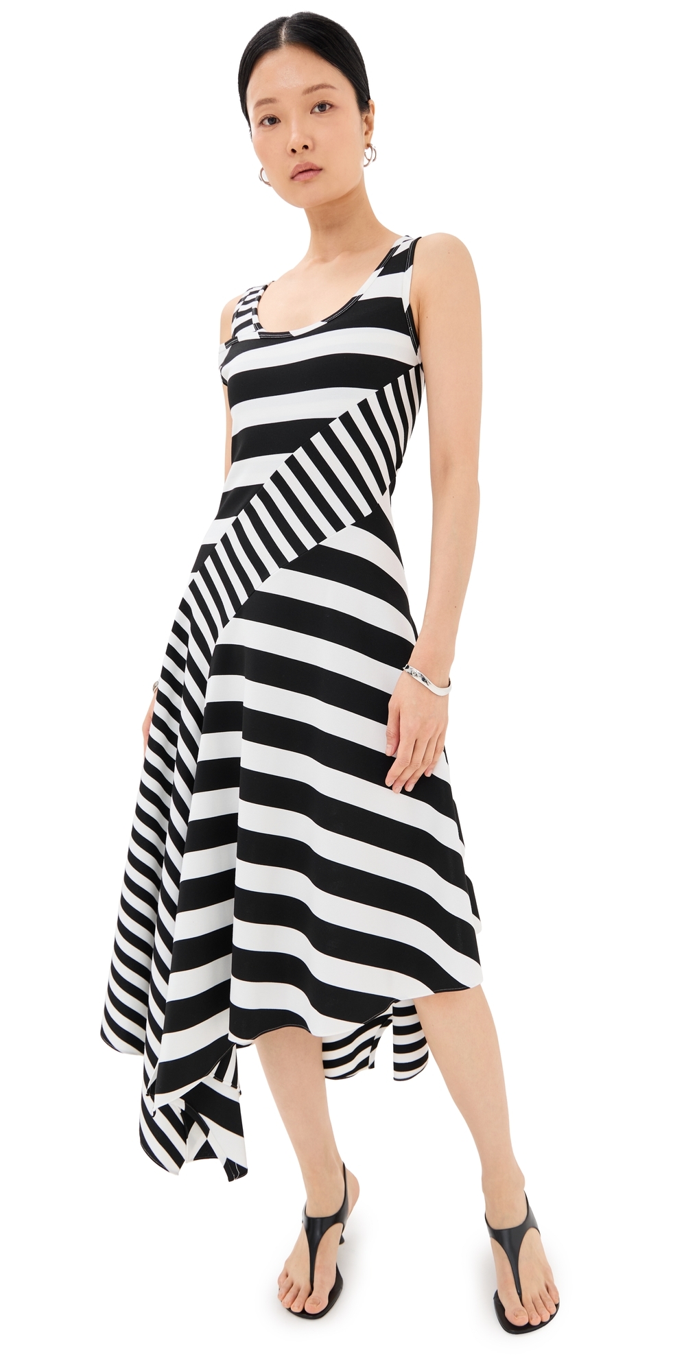 Monse Striped Panel Tank Dress Black/white Stripe In Black/white Stripe