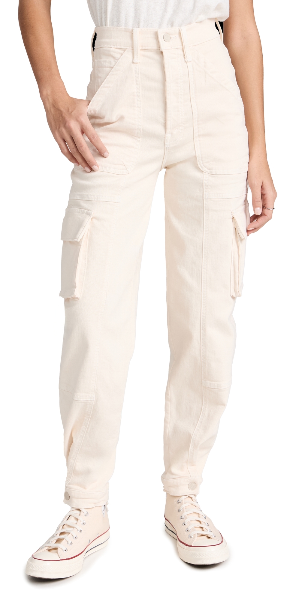 Mother The Curbside Cargo Flood Pants In Eggnog