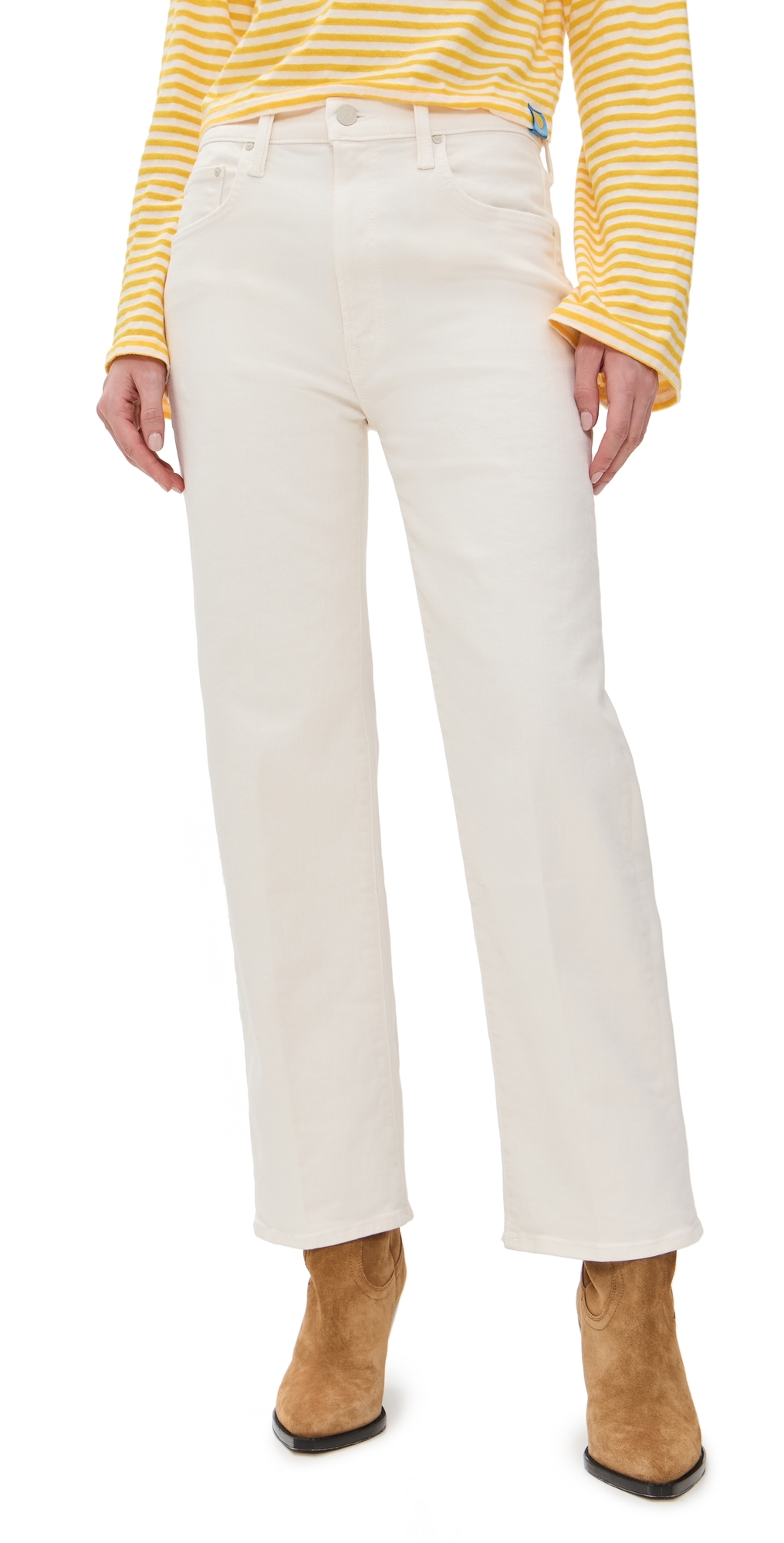Mother The Rambler Zip Ankle Jeans Cream Puffs In Cream Puffs