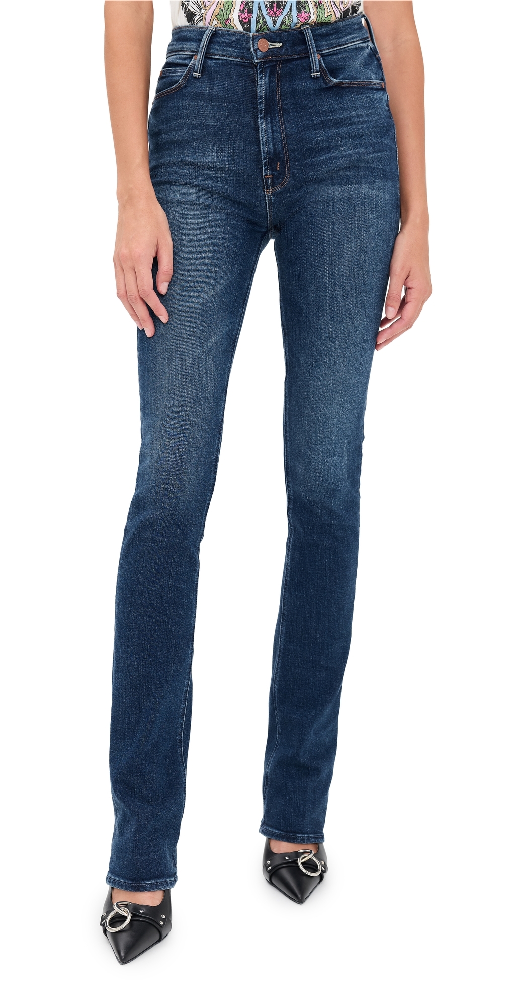 Mother High Waist Runaway Jeans Start Your Engines In Blue