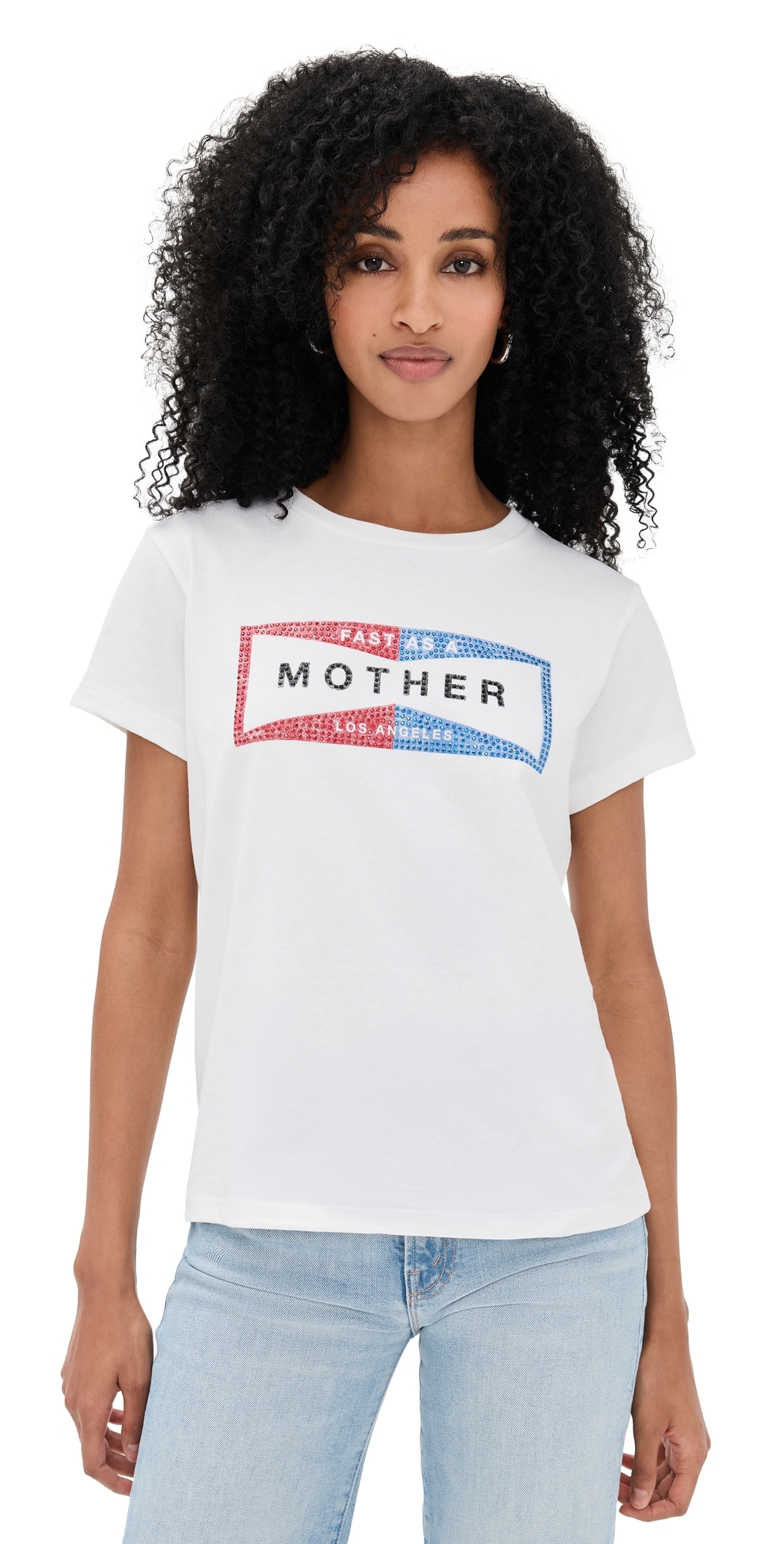 Mother The Boxy Goodie Goodie Tee Fluff Fast As In White