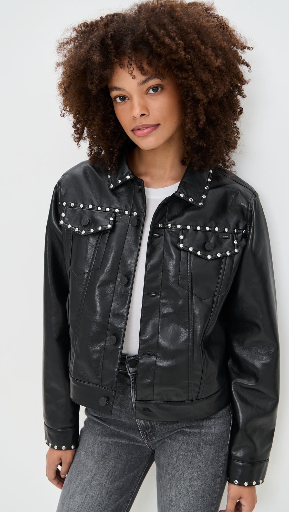 MOTHER The Bruiser Faux Leather Biker Jacket
