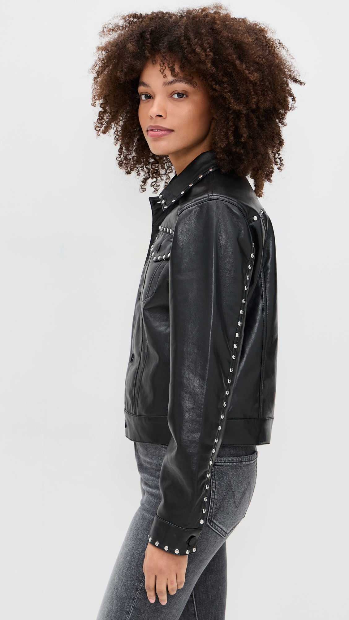 MOTHER The Bruiser Faux Leather Biker Jacket thumbnail