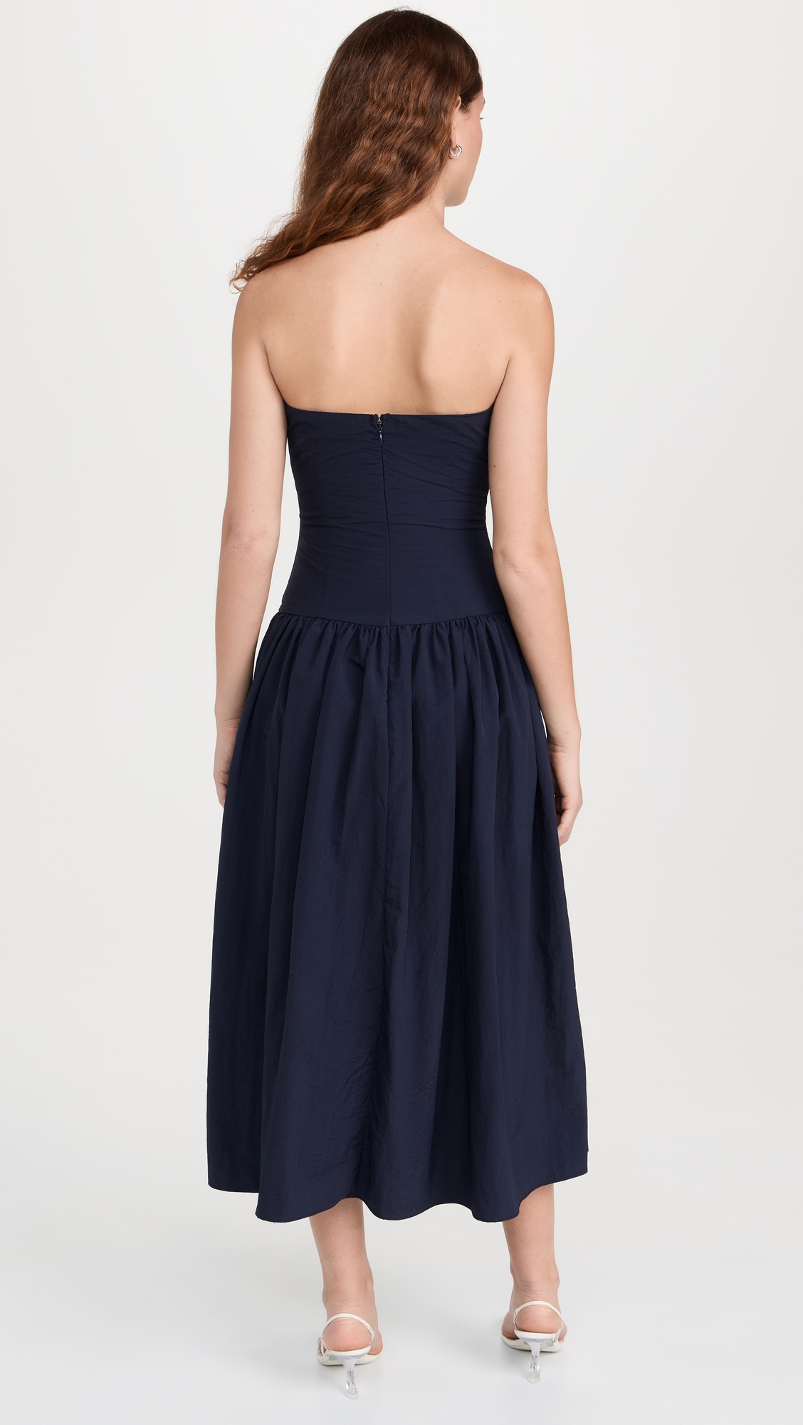 Moon River Sleeveless Shirred Midi Dress thumbnail