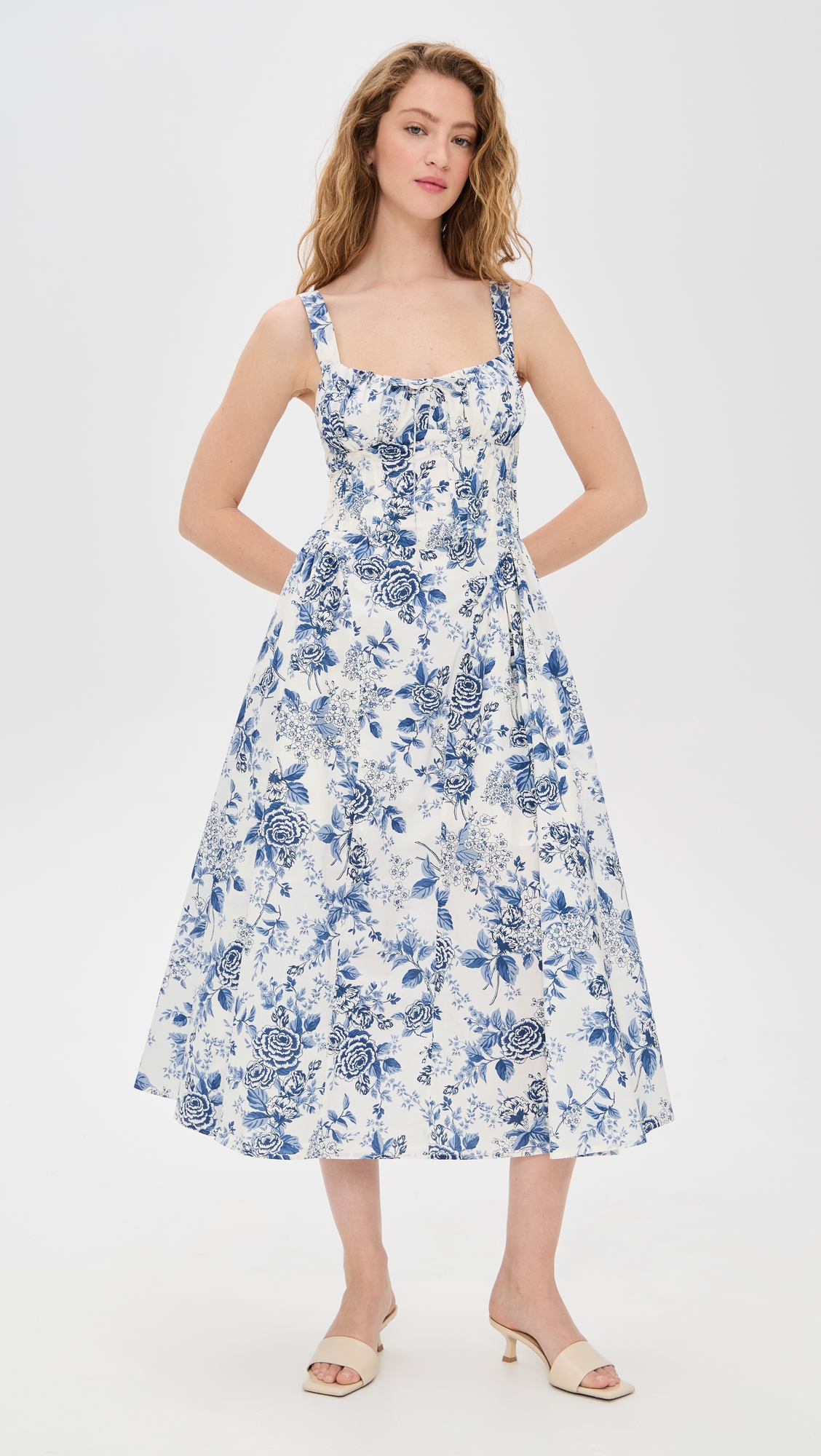 Moon River Corset Floral Midi Dress