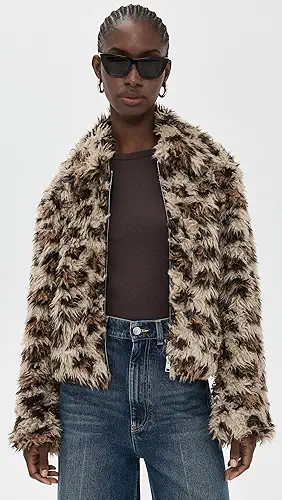 MSGM Leopard Sherpa Bomber Jacket