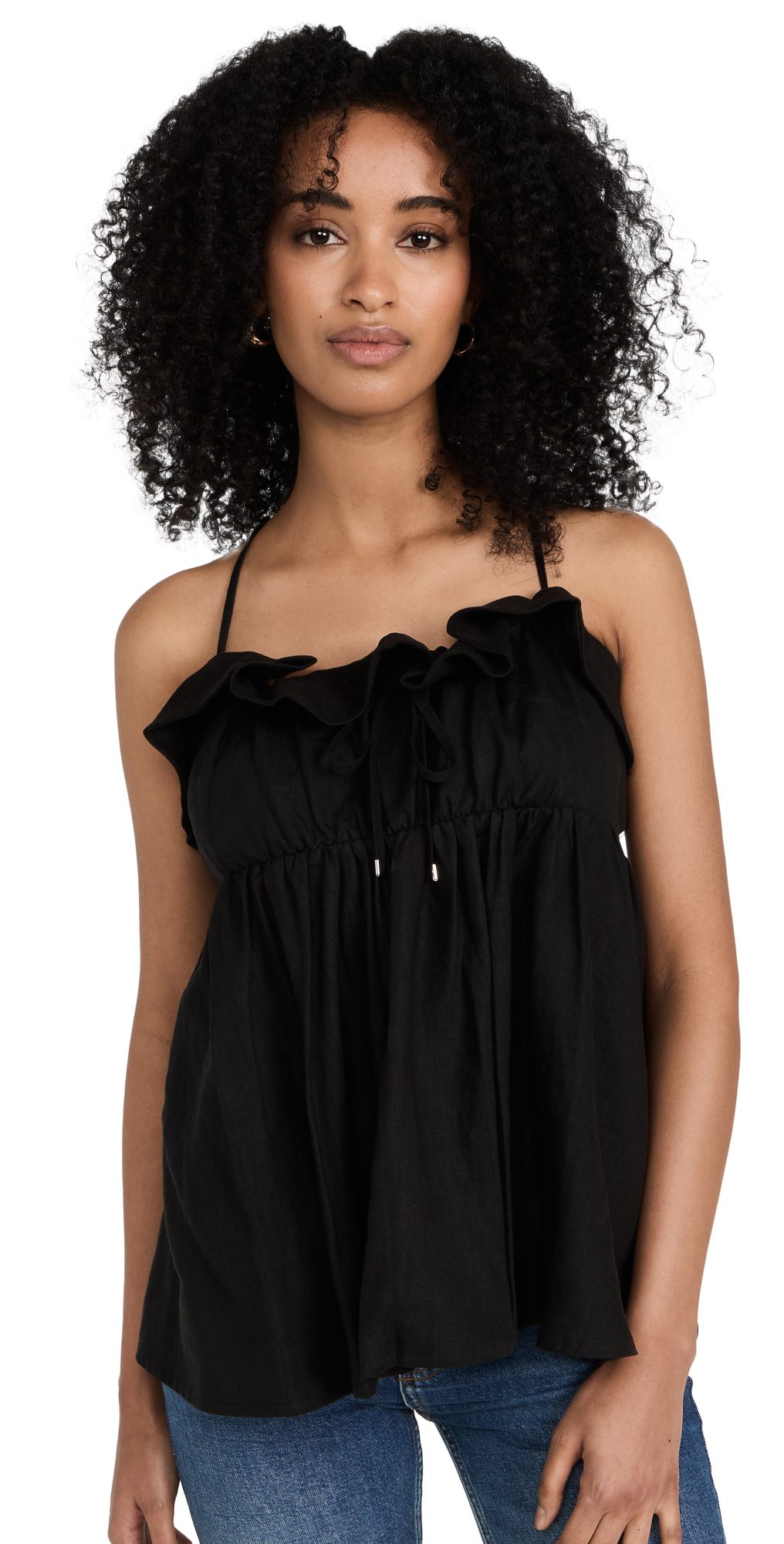 Marissa Webb Jayce Linen Laced Empire Top In Black