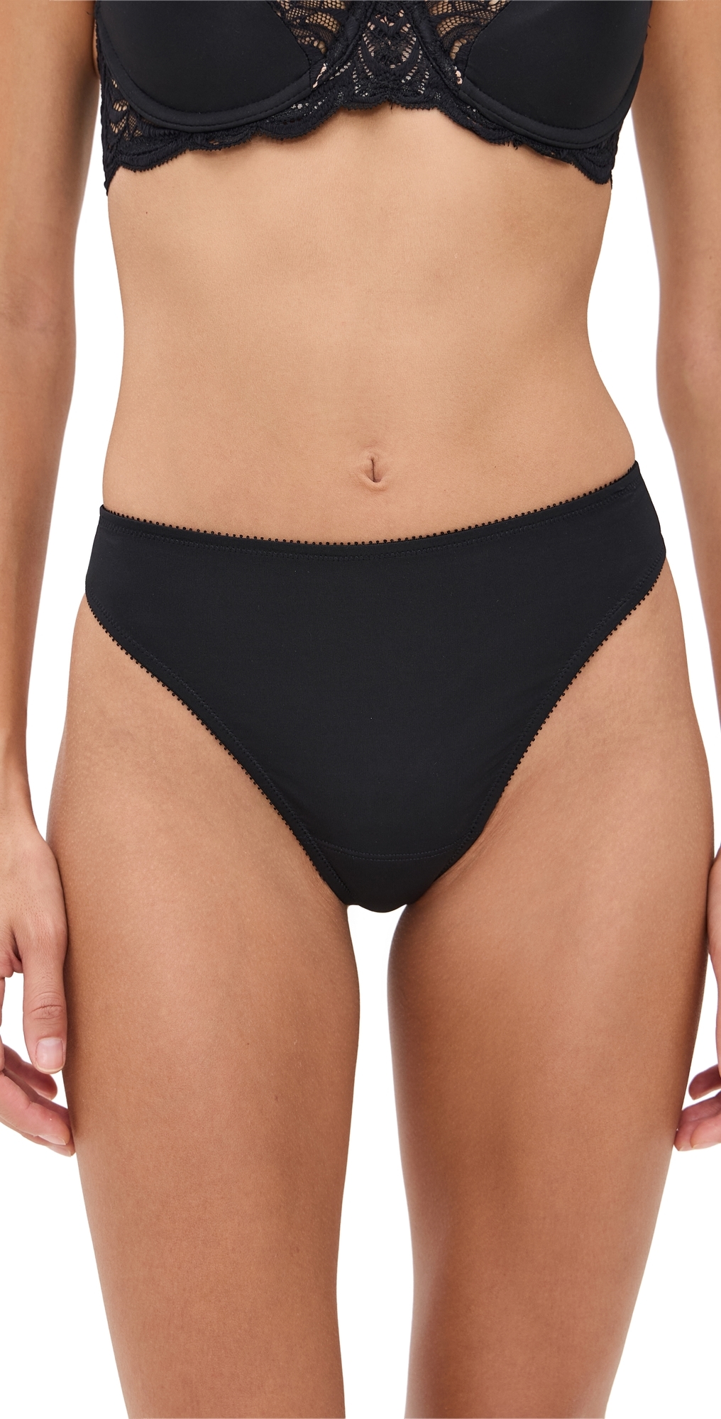 Natori Bliss Bare Cotton High Cut Briefs In Black