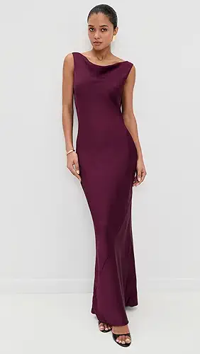 Norma Kamali Sleeveless Low Back Drape Gown