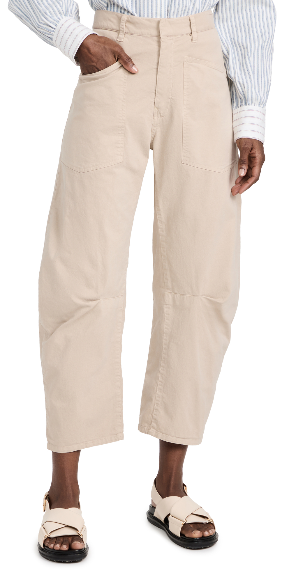 Nili Lotan Shon Cotton-blend Chino Pants In Sandstone