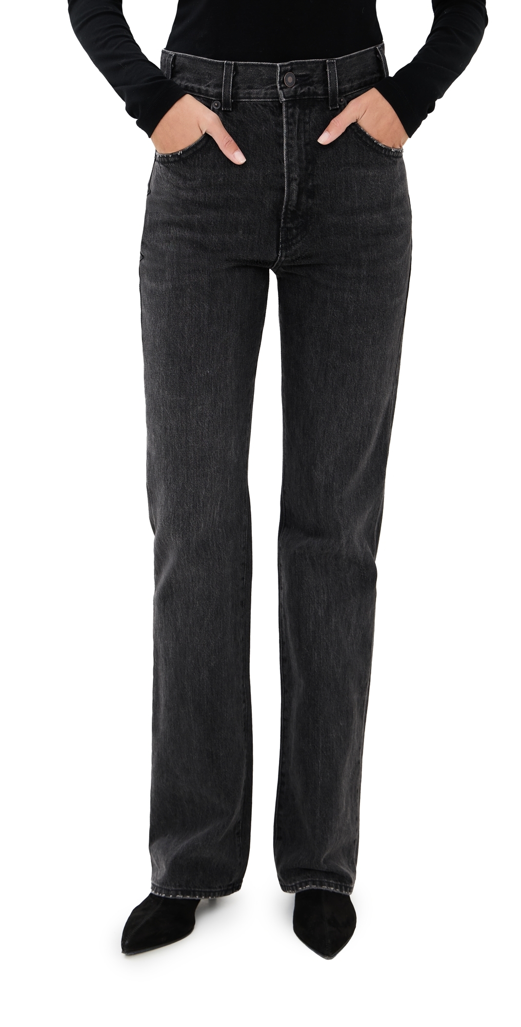 Nili Lotan Joan Jeans Stone Black Wash In Black