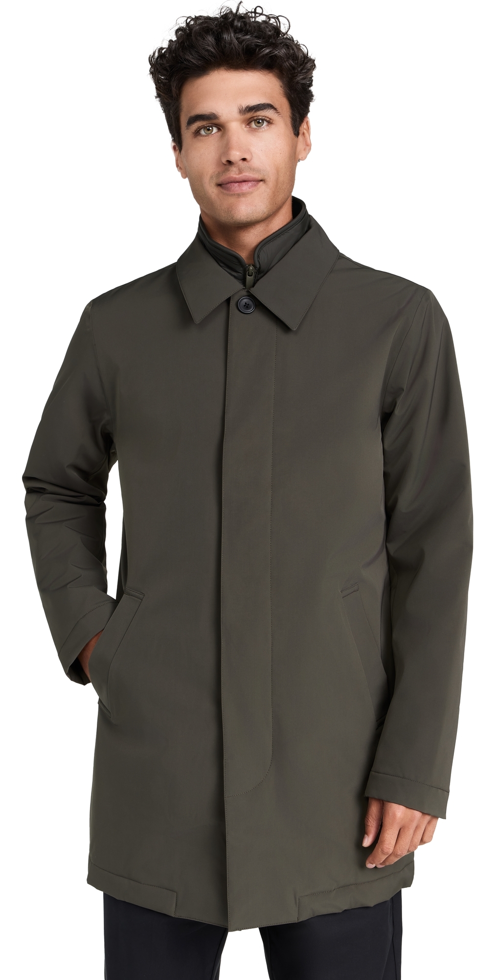 Nn07 Blake 8240 Coated-twill Trench Coat In Dark Army