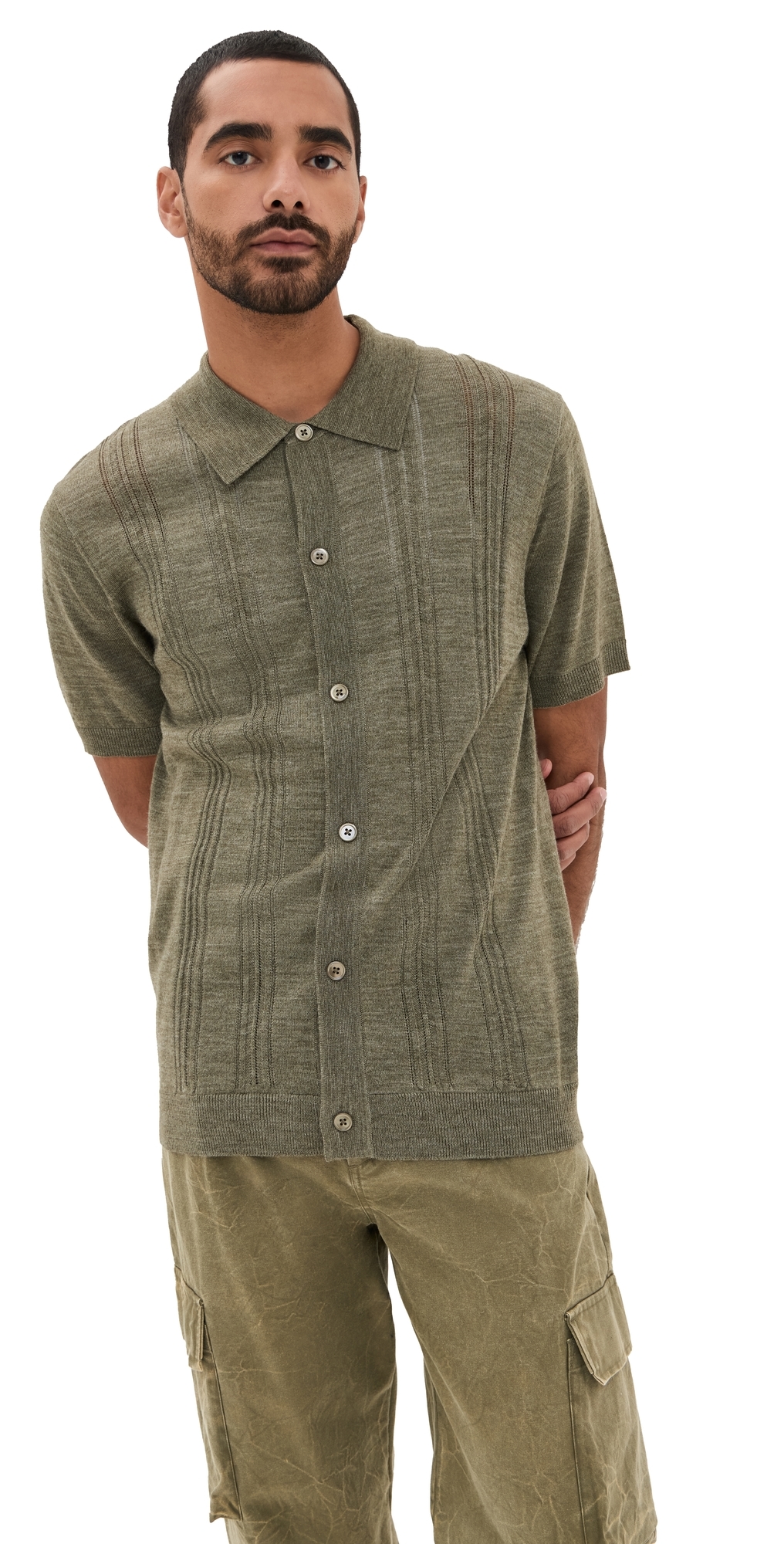 Nn07 Thor Button Down Sweater Polo Capers In Capers
