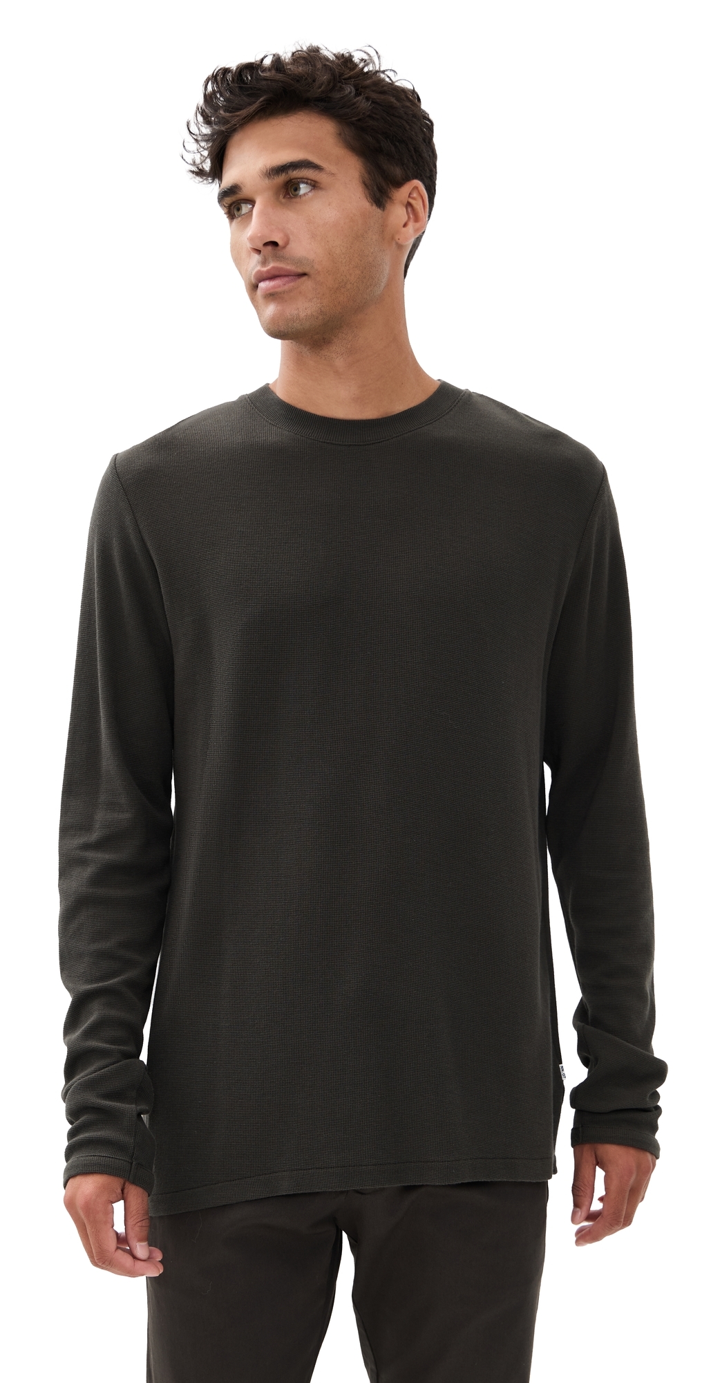 Nn07 Clive Waffle Knit Tee Dark Army In Green