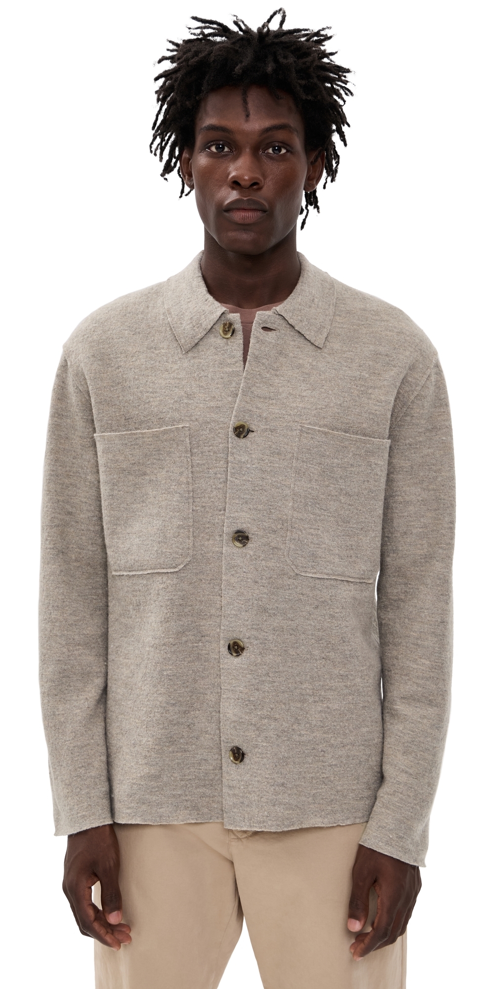 Nn07 Jonas Full Button Sweater Khaki Beige In Brown