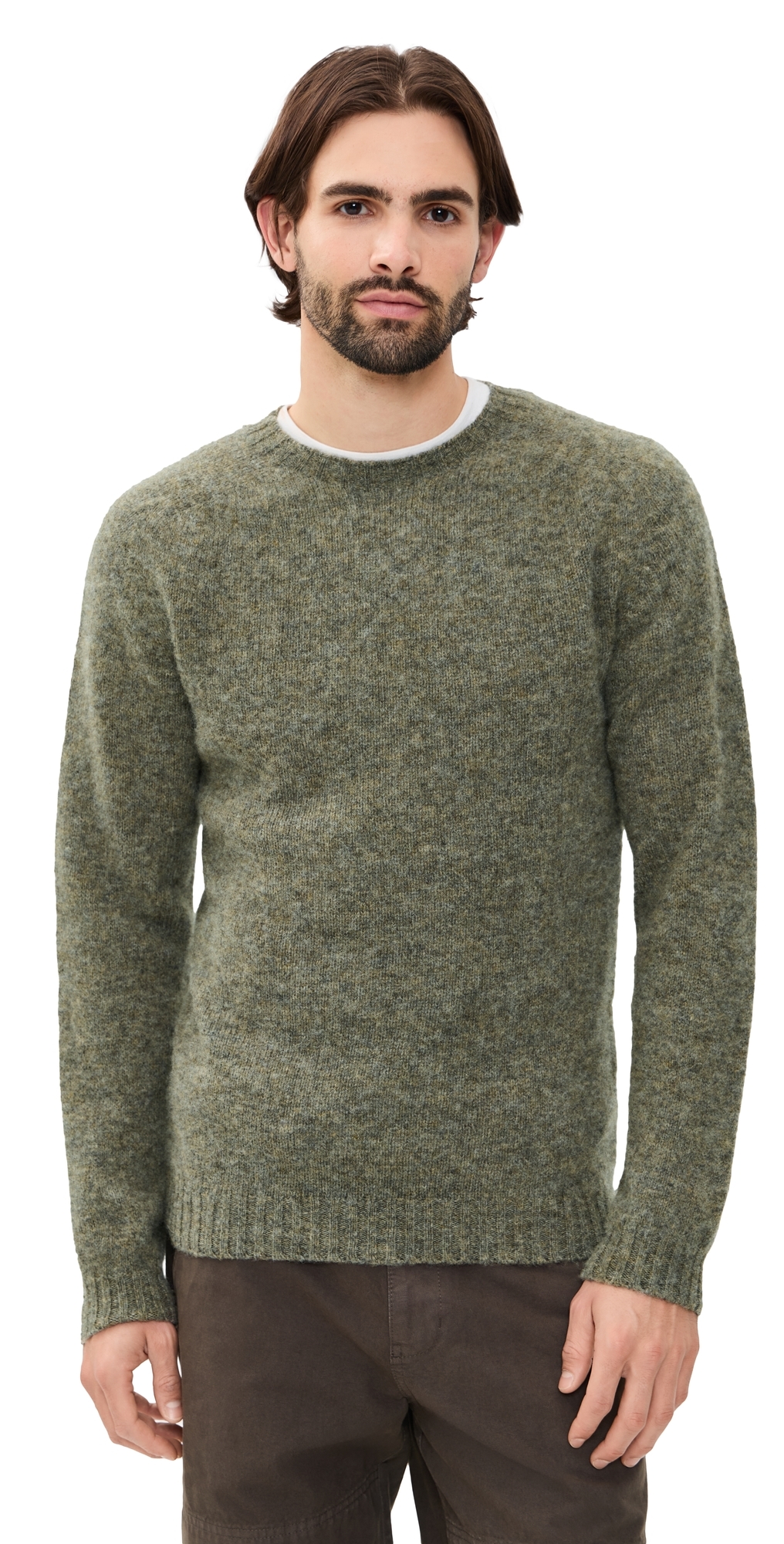Norse Projects Birnir Brushed Lambswool Sweater Walnut In Green