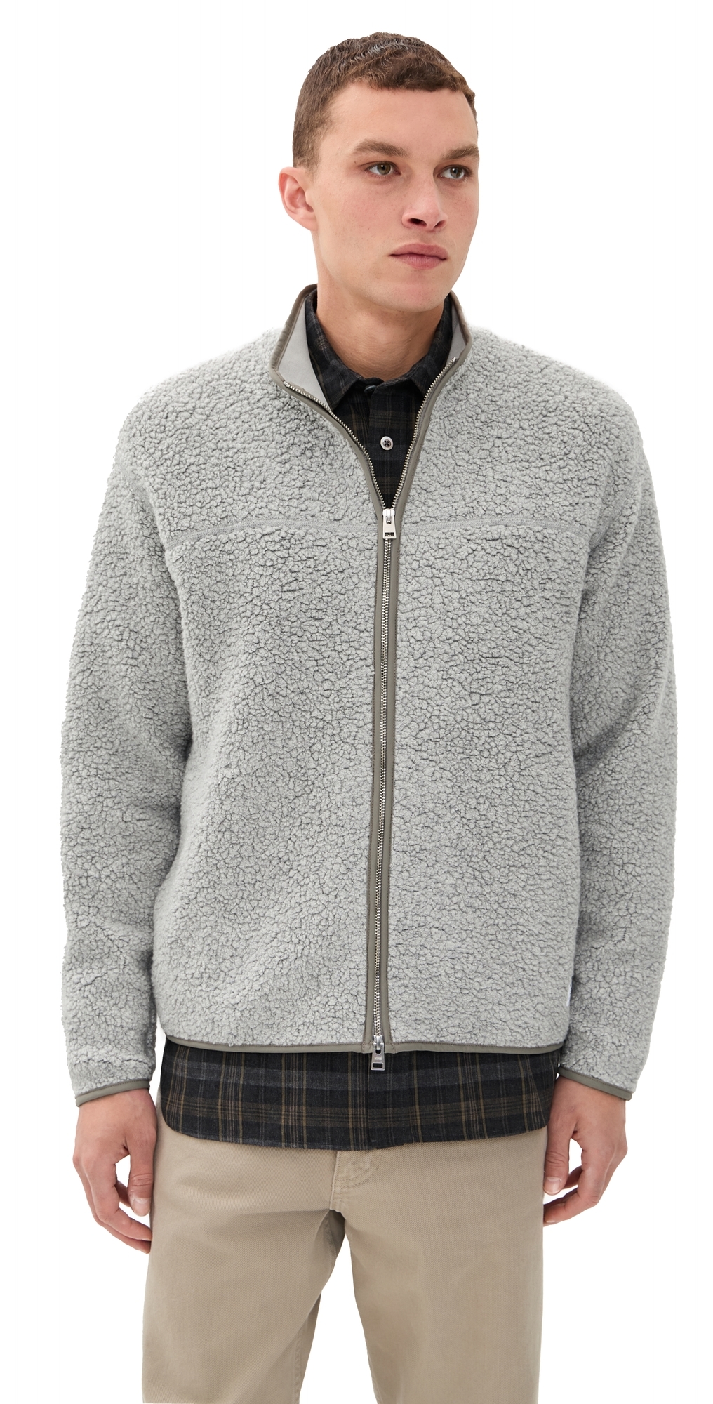 Norse Projects Bjorn Sherpa Wool Fleece Jacket Grey Melange In Gray