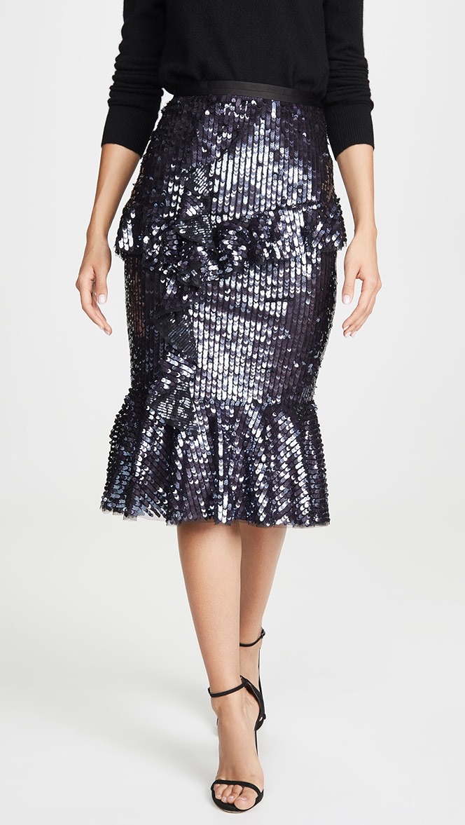 Needle and thread sequin skirt clearance