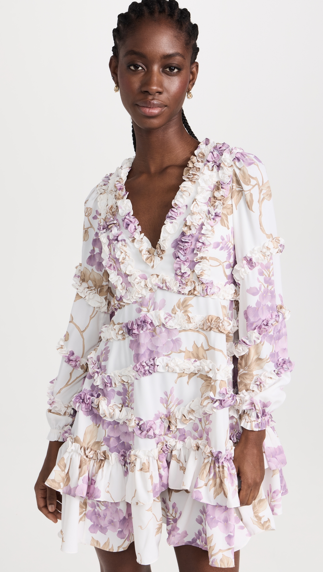 Needle & Thread Wisteria Crepe V Neck Micro Mini Dress