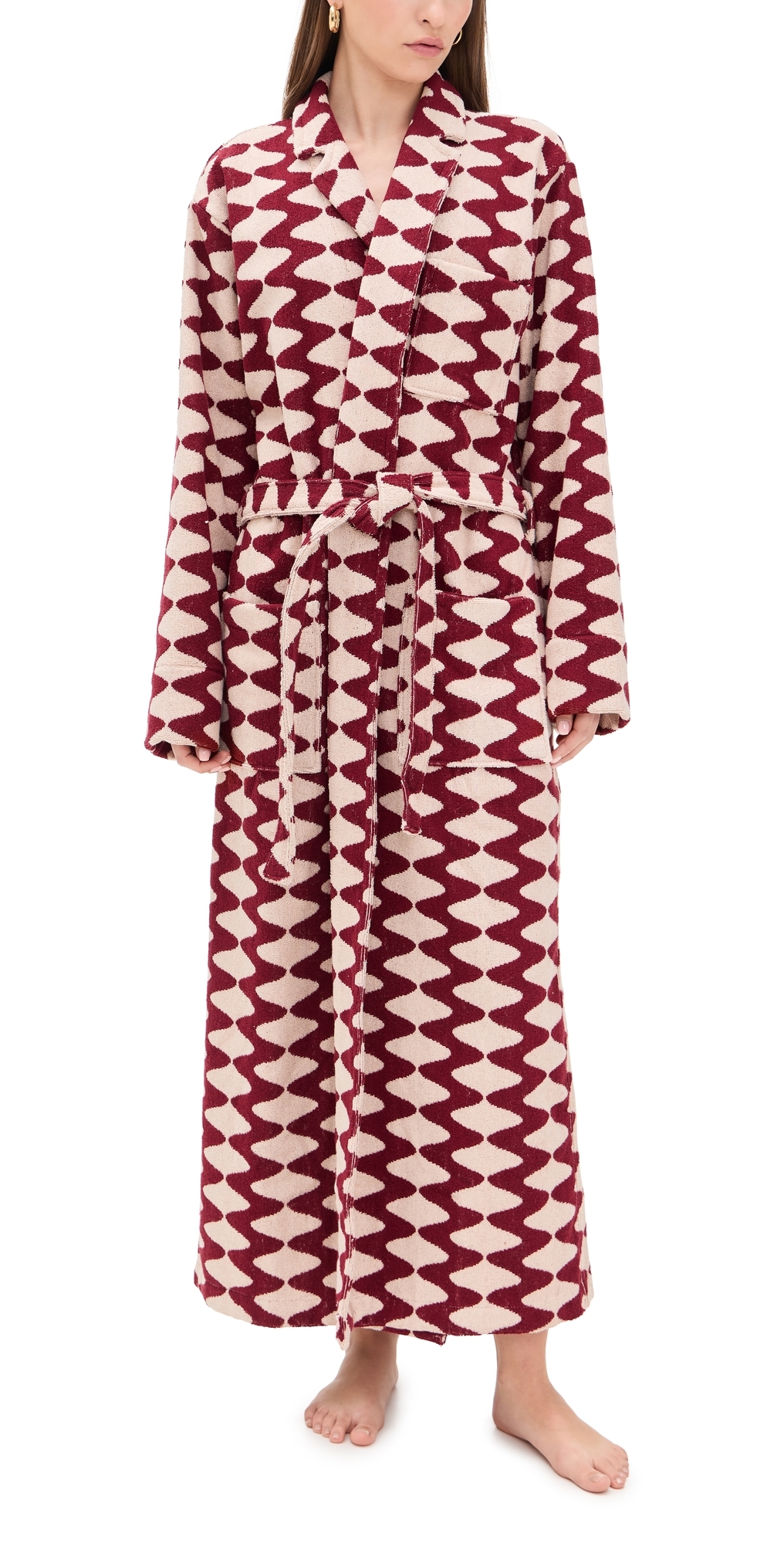 Oas Big Launda Long Robe Burgundy In Burgundy