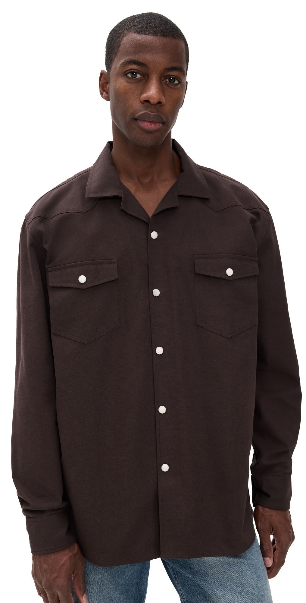 Oas Clint Shirt Dark Brown In Brown