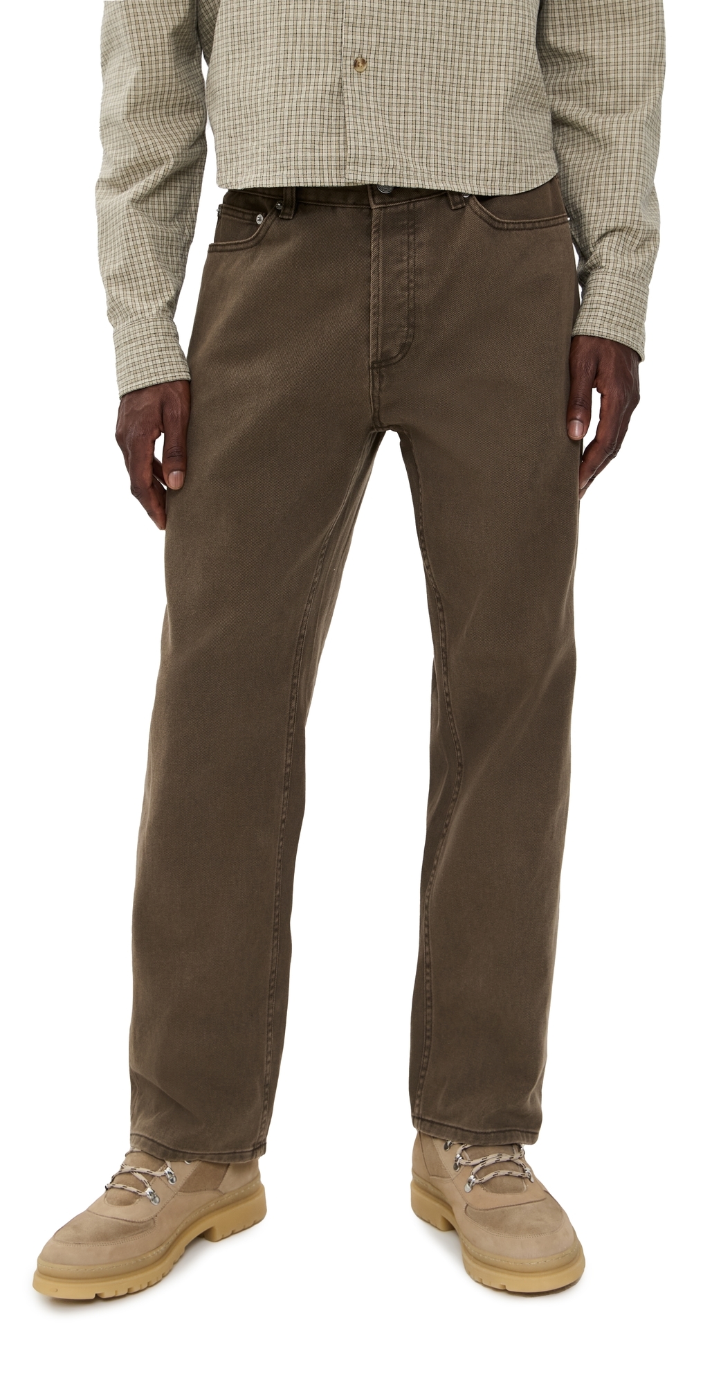 Obey Hardwork Denim Pants Wren Faded In Brown