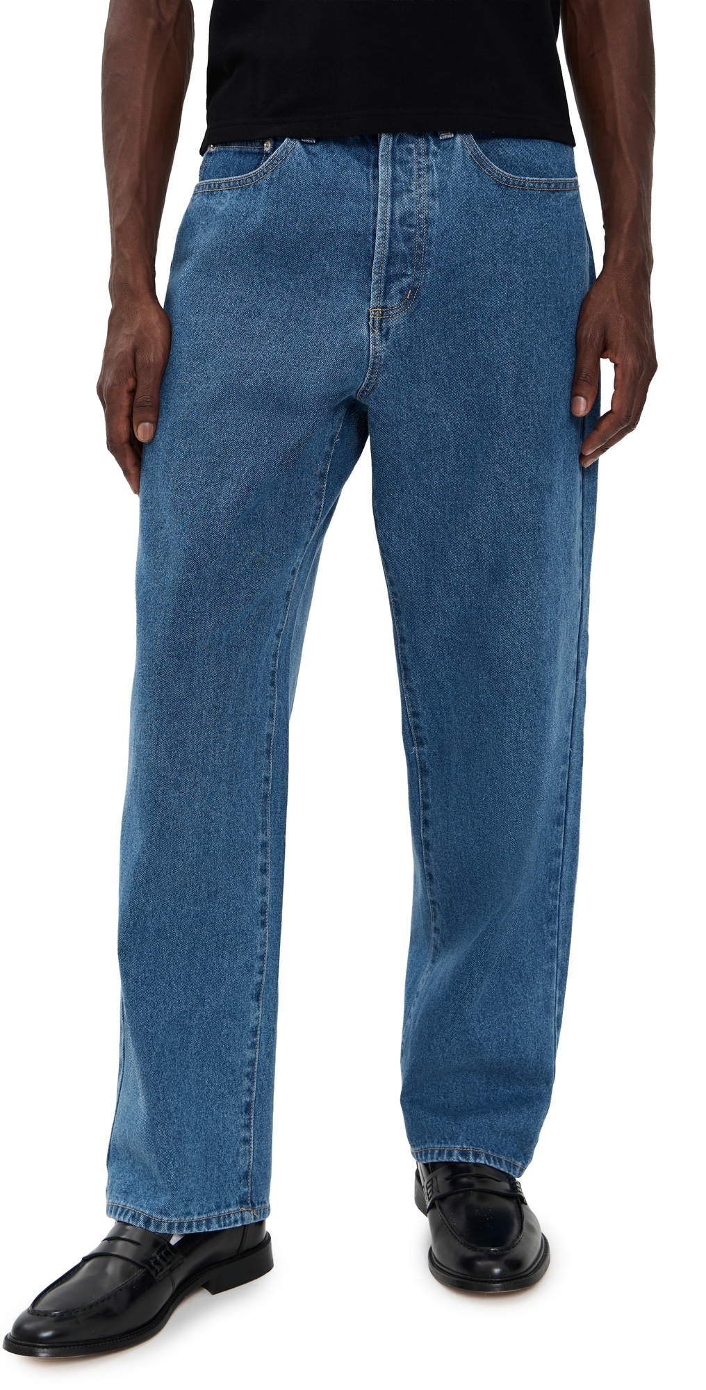 Obey Classic Baggy Denim Pants Medium Stone Wash Light Indigo In Blue