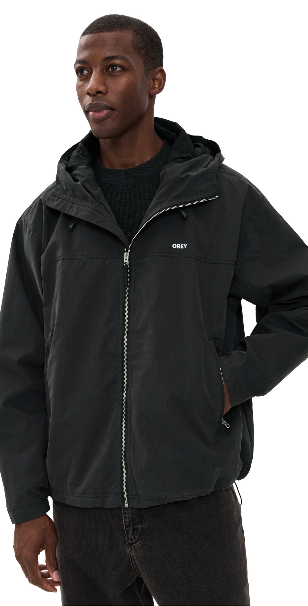 Obey Vista Nylon Technical Jacket Black In Black