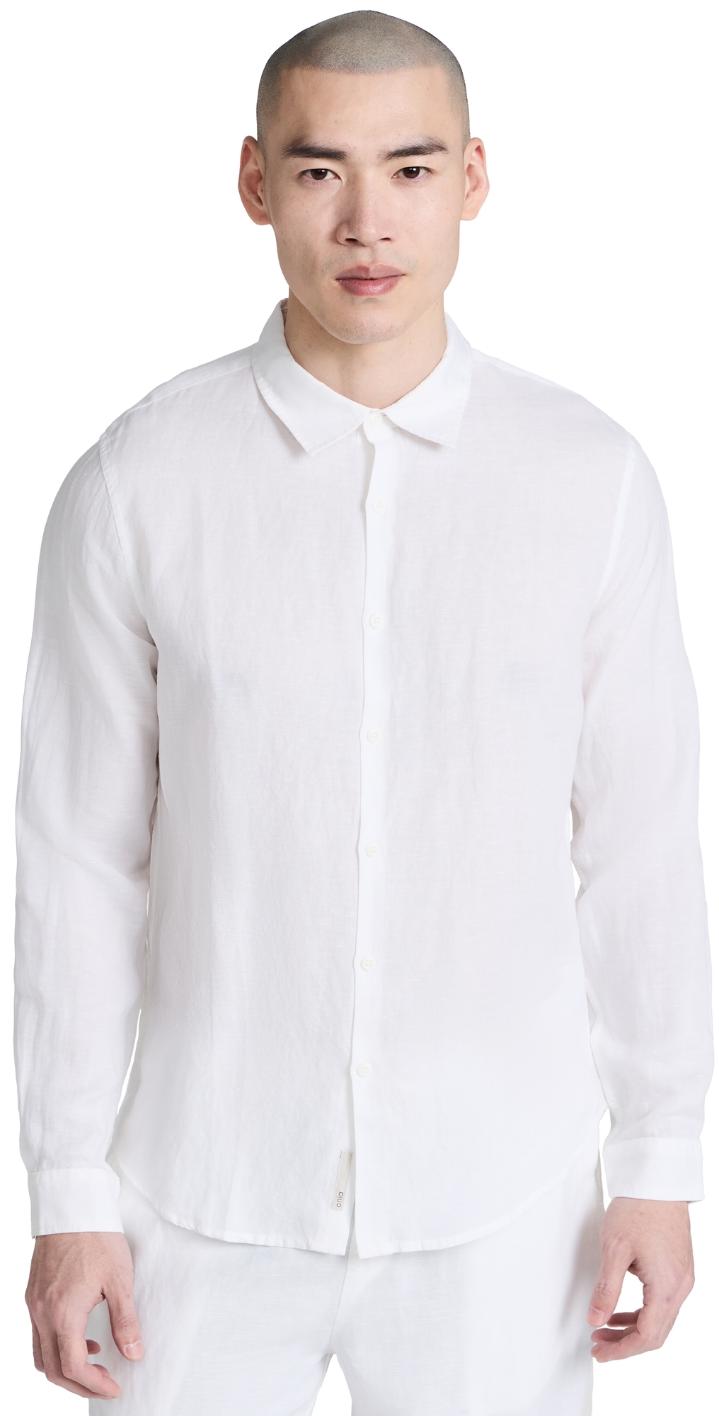 Onia Mens Stretch Linen Long Sleeve Shirt In White In White