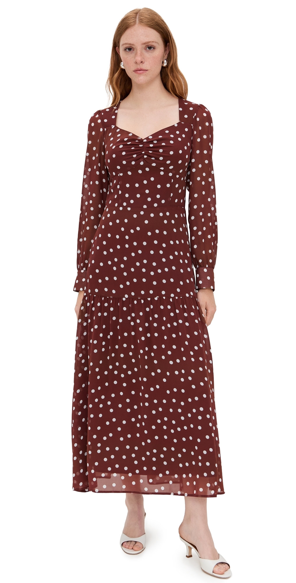 Opt O. P.t Selma Polka Dot Maxi Dress Brown Polka Dot In Brown