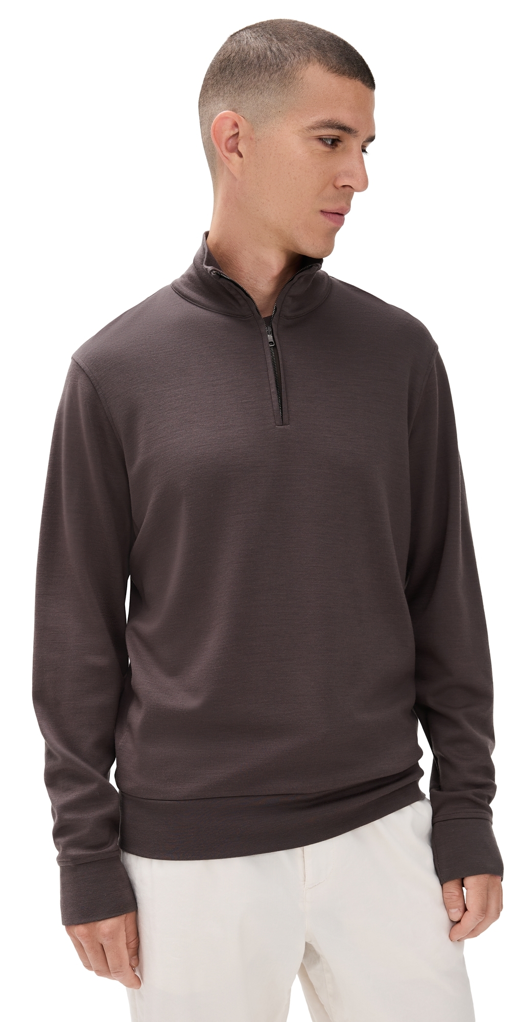 Orlebar Brown Isar Graphite Merino Sweatshirt Morel Brown In Brown