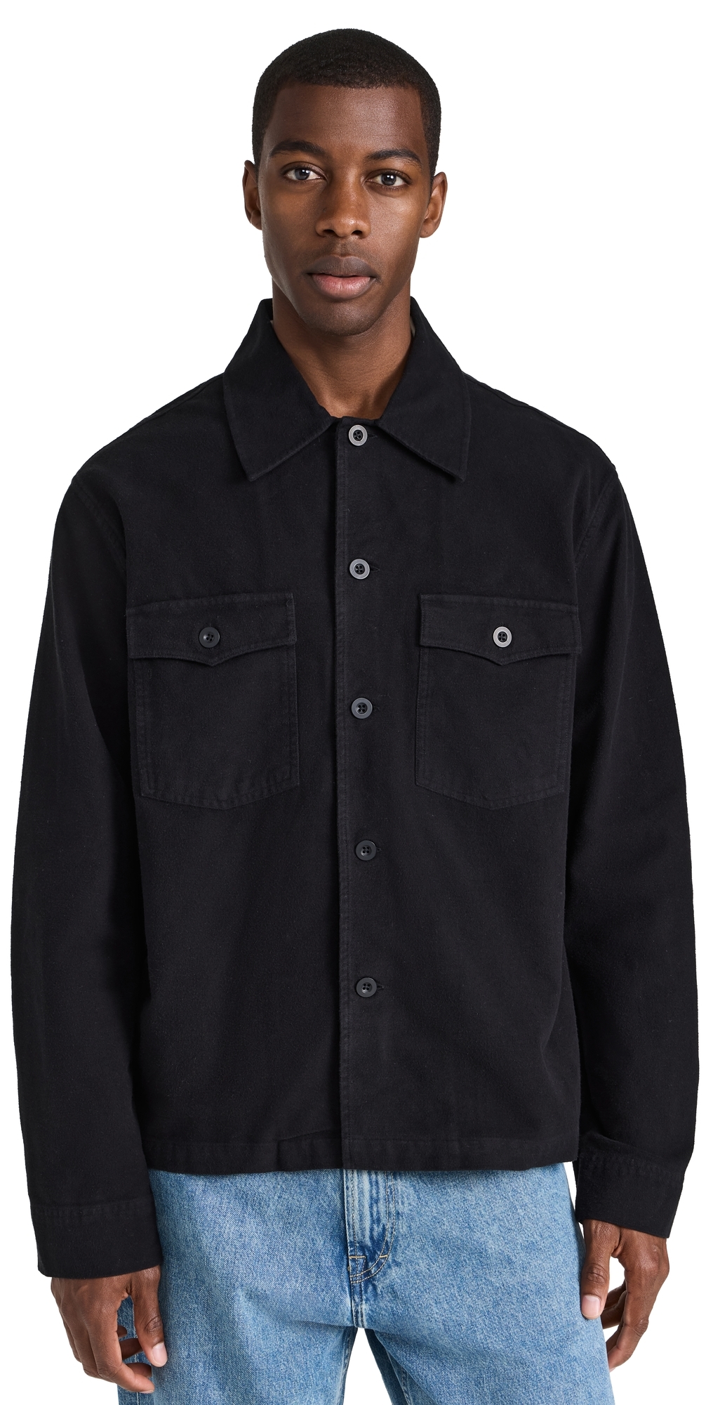 Our Legacy Black Evening Coach Jacket In Black Brushed Cotton