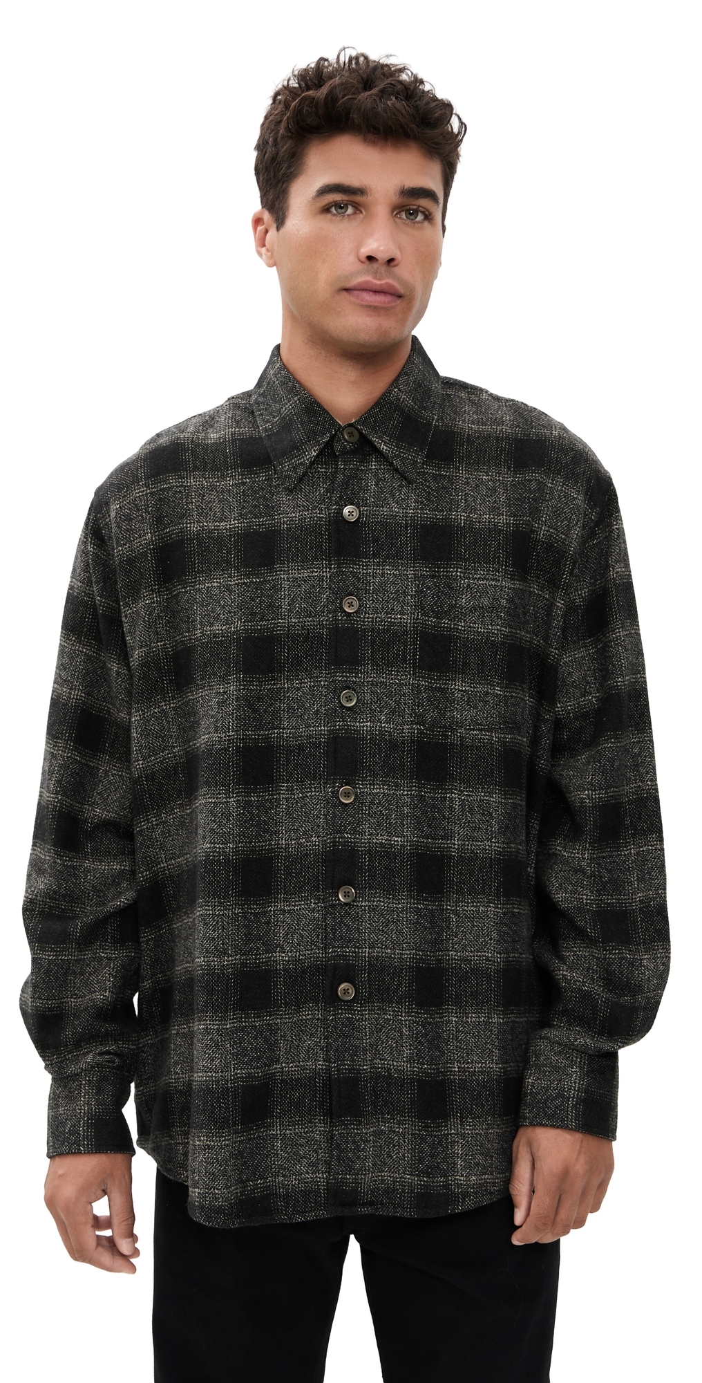 Our Legacy Long Sleeve Checked Shirt With Chest Pocket In Multi