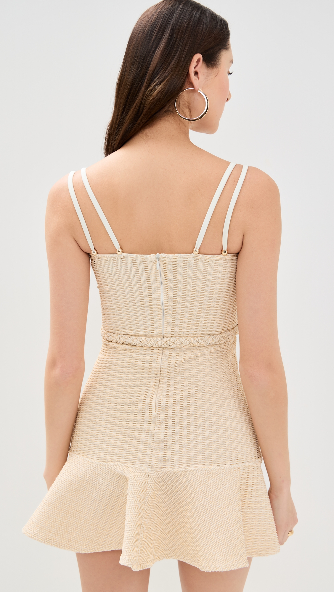 PatBO White Gold Knit Mini Dress