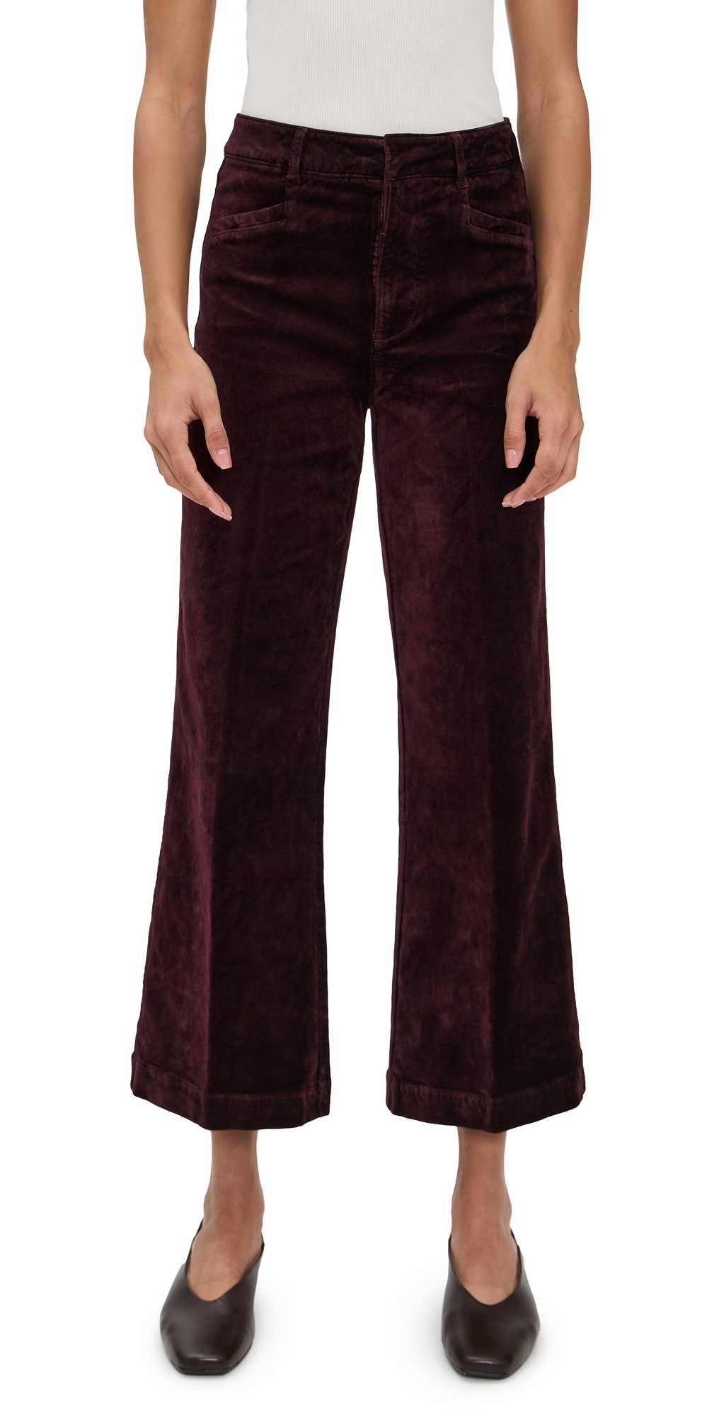 Paige Anessa High Waist Ankle Wide Leg Velvet Pants In Purple