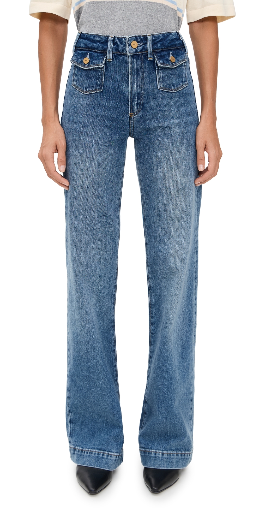 Paige Leenah Jeans With Mini Patch Pockets Coventry In Blue