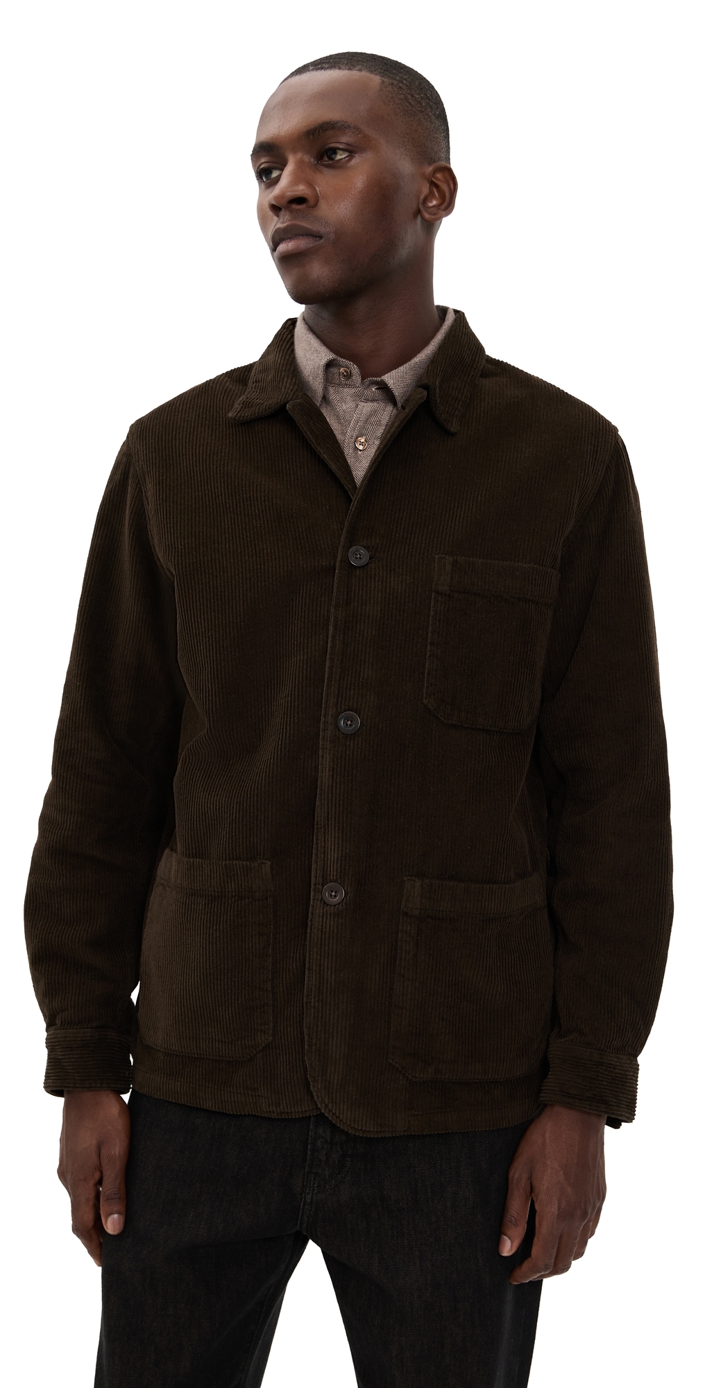 Portuguese Flannel Labura Corduroy Shirt Jacket Olive In Green