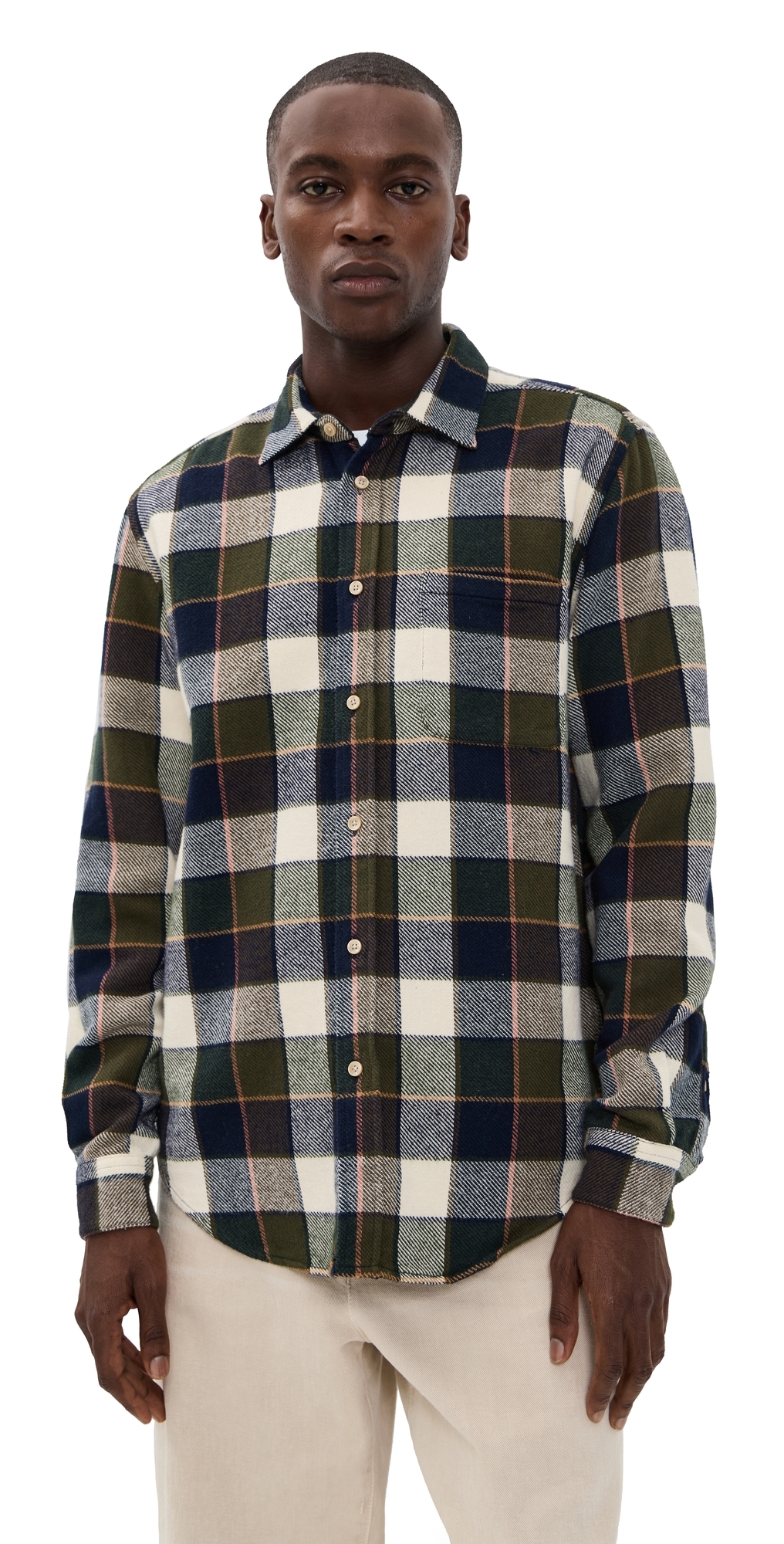 Portuguese Flannel Pine Cotton Plaid Button Down Shirt Multi Color In Multi