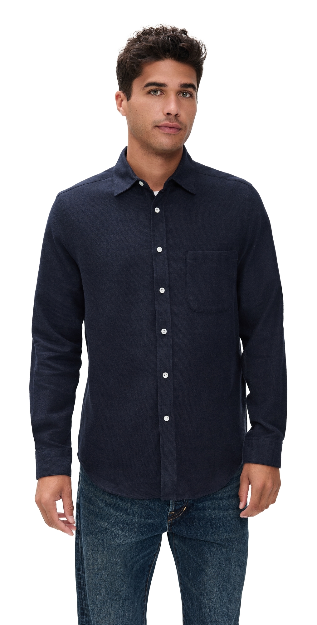 Portuguese Flannel Teca 2.0 Brushed Flannel Button Down Shirt Navy In Blue