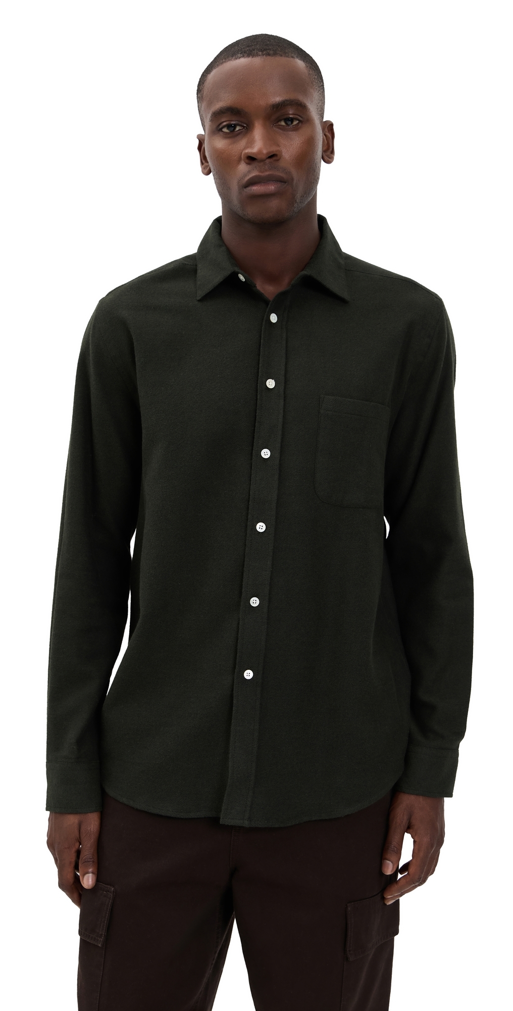 Portuguese Flannel Teca 2.0 Brushed Flannel Button Down Shirt Forest Green In Green