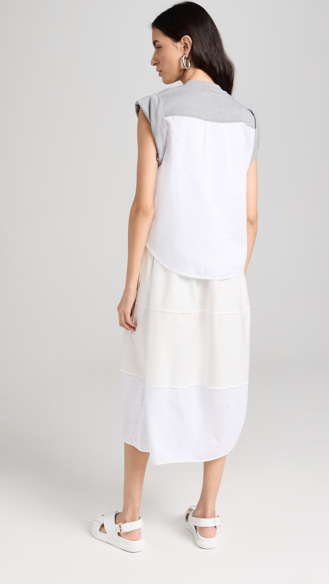 3.1 Phillip Lim Rolled Sleeve Sweatshirt Dress With Eyelet Voile Combo thumbnail