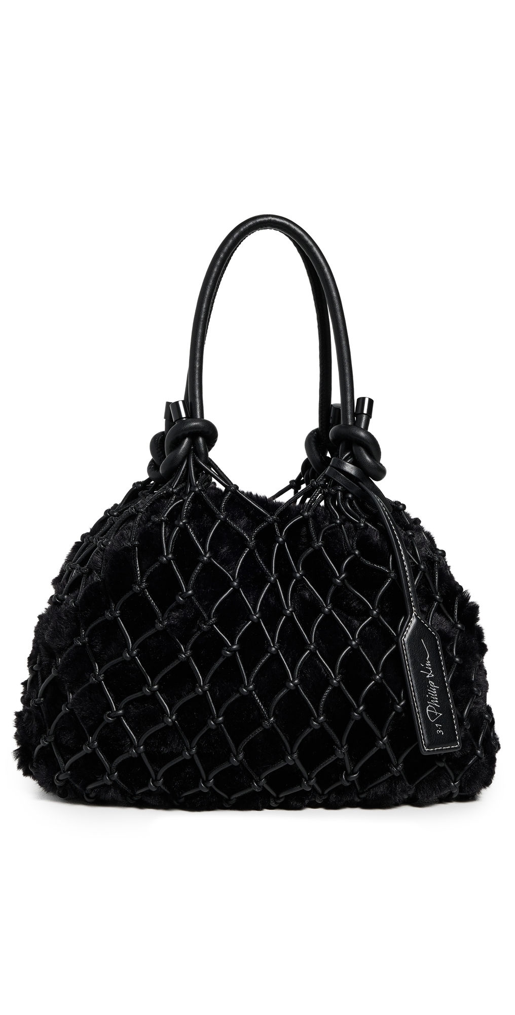 3.1 Phillip Lim Faux Fur Macrame Mini Sac Black In Black
