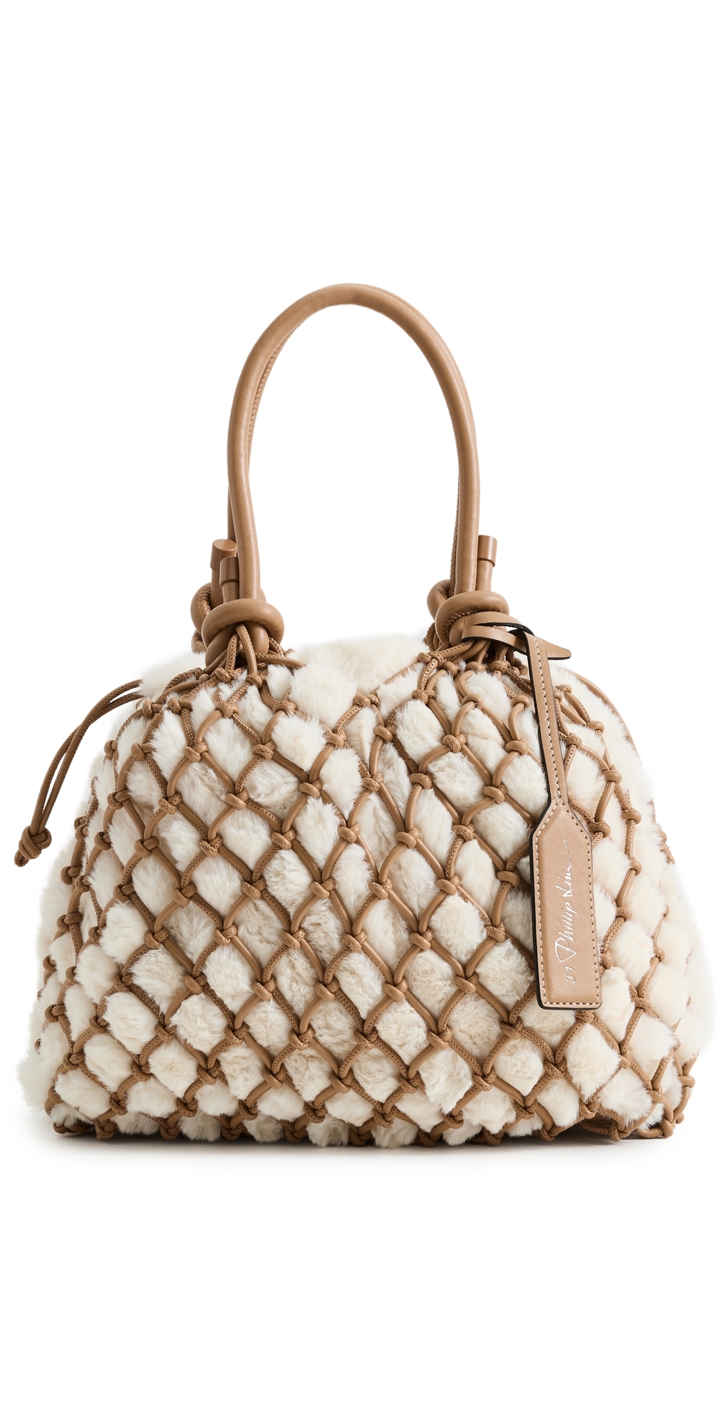 3.1 Phillip Lim Faux Fur Macrame Mini Sac Ivory/camel In Multi