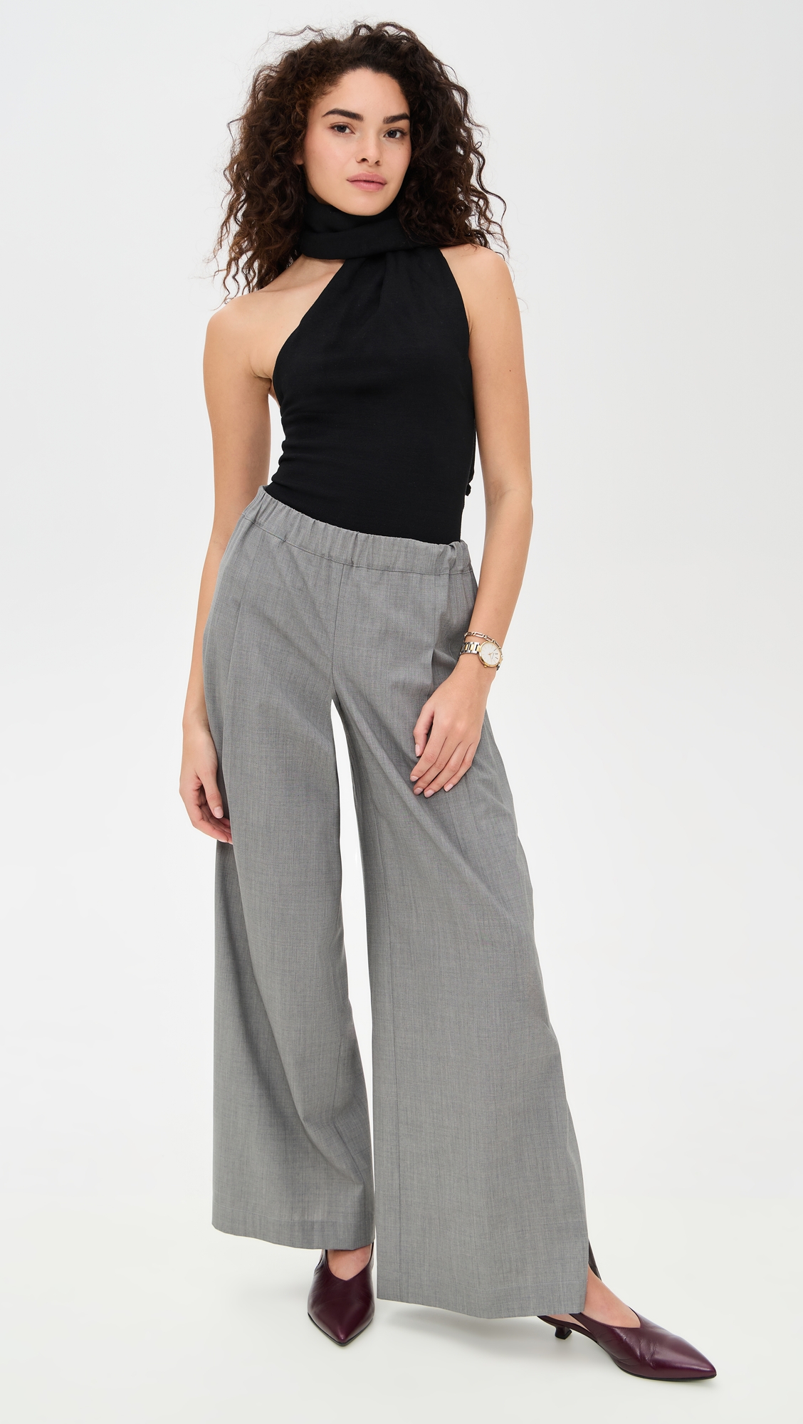 Pixie Market Neck Tie Knit Top