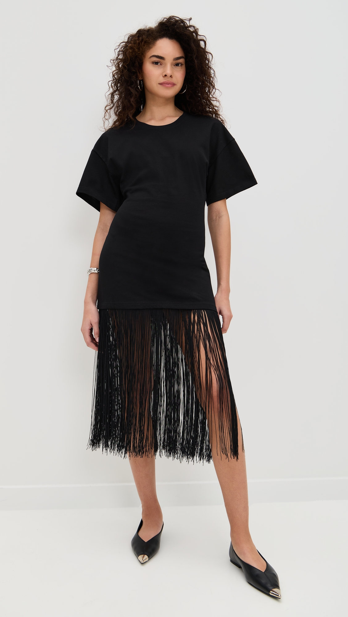 Pixie Market Fringe Cotton Tee Dress