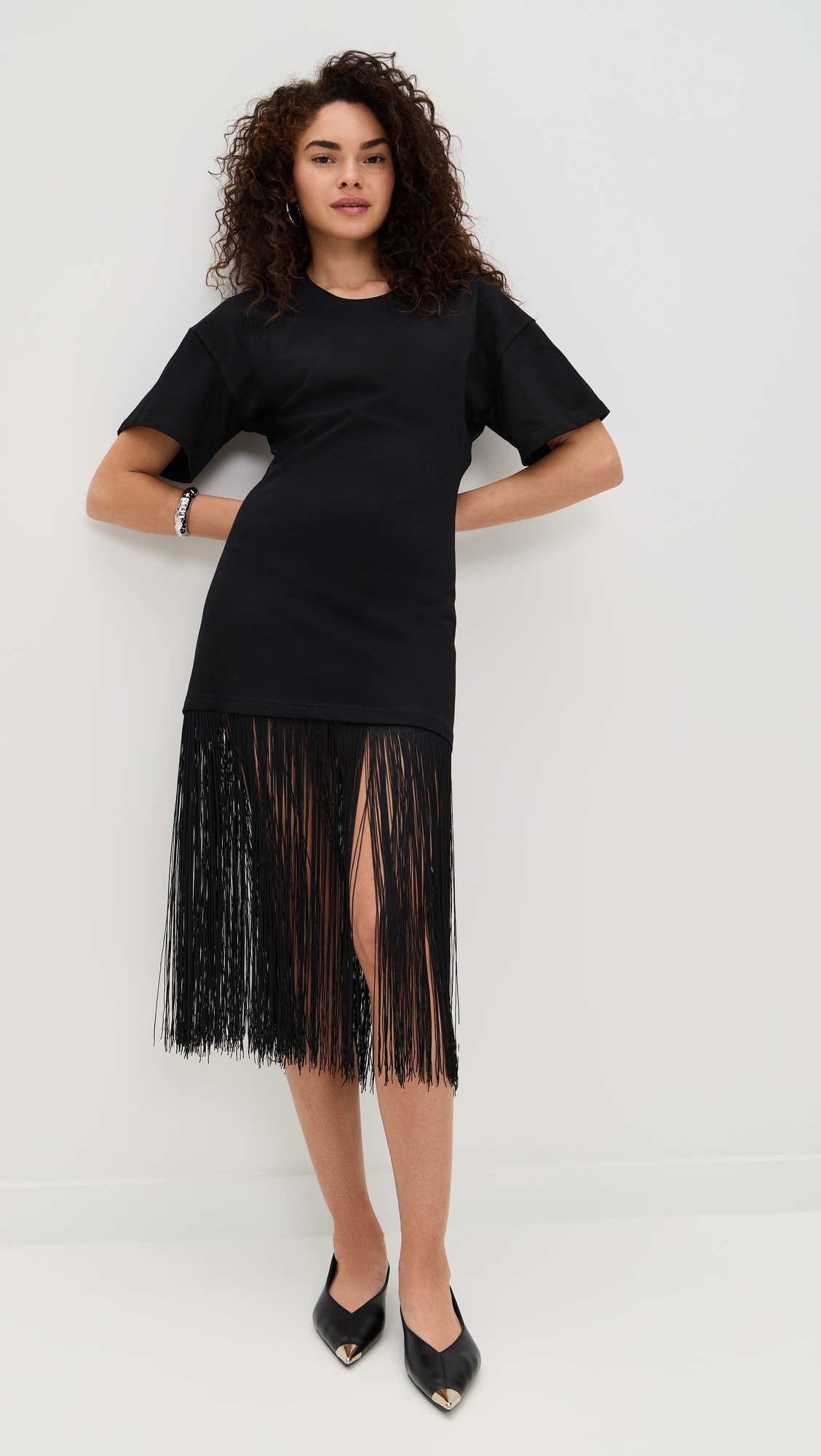 Pixie Market Fringe Cotton Tee Dress thumbnail