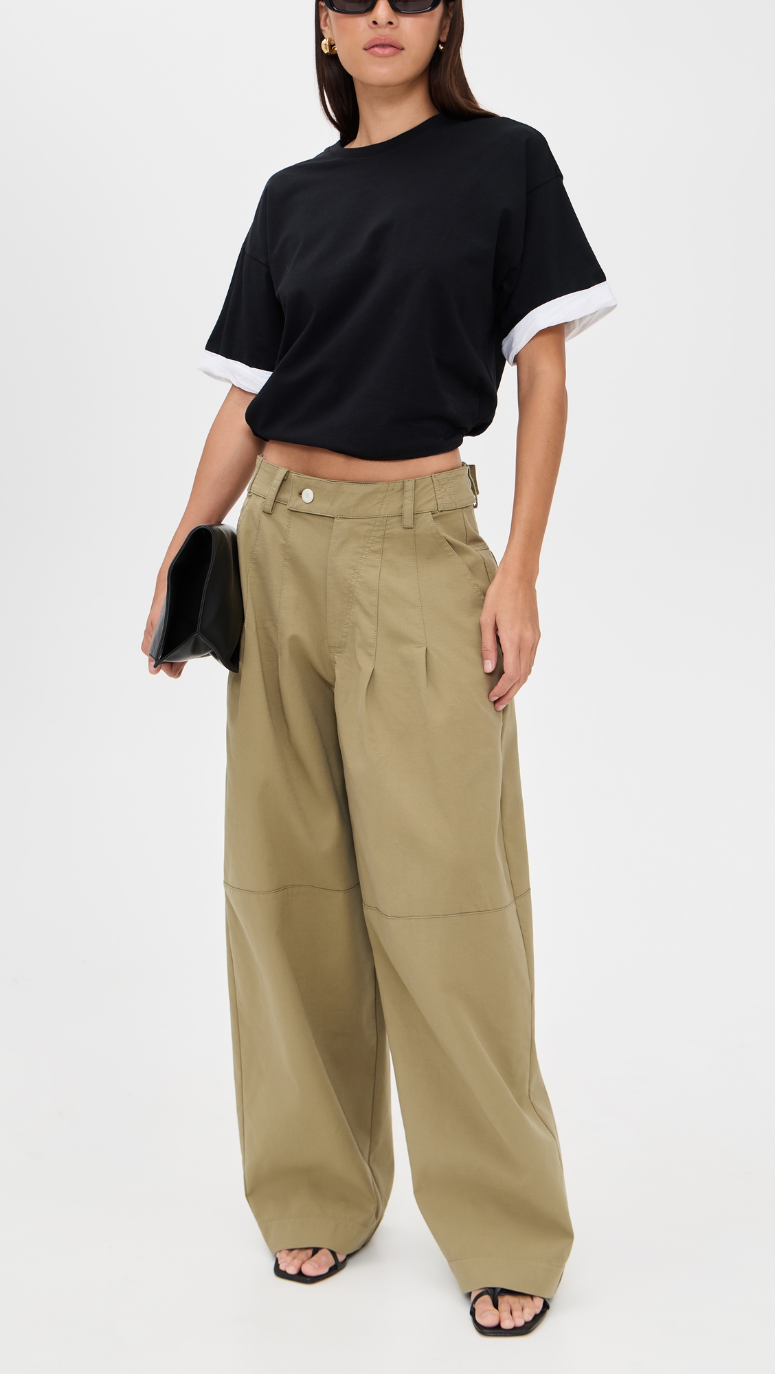 Pixie Market Baggy Khaki Button Pants