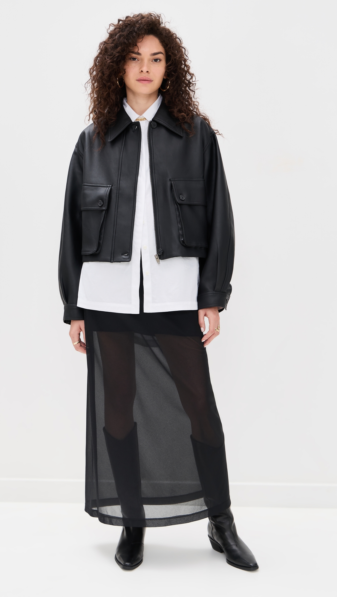 Pixie Market Patch Pocket Faux Leather Jacket thumbnail