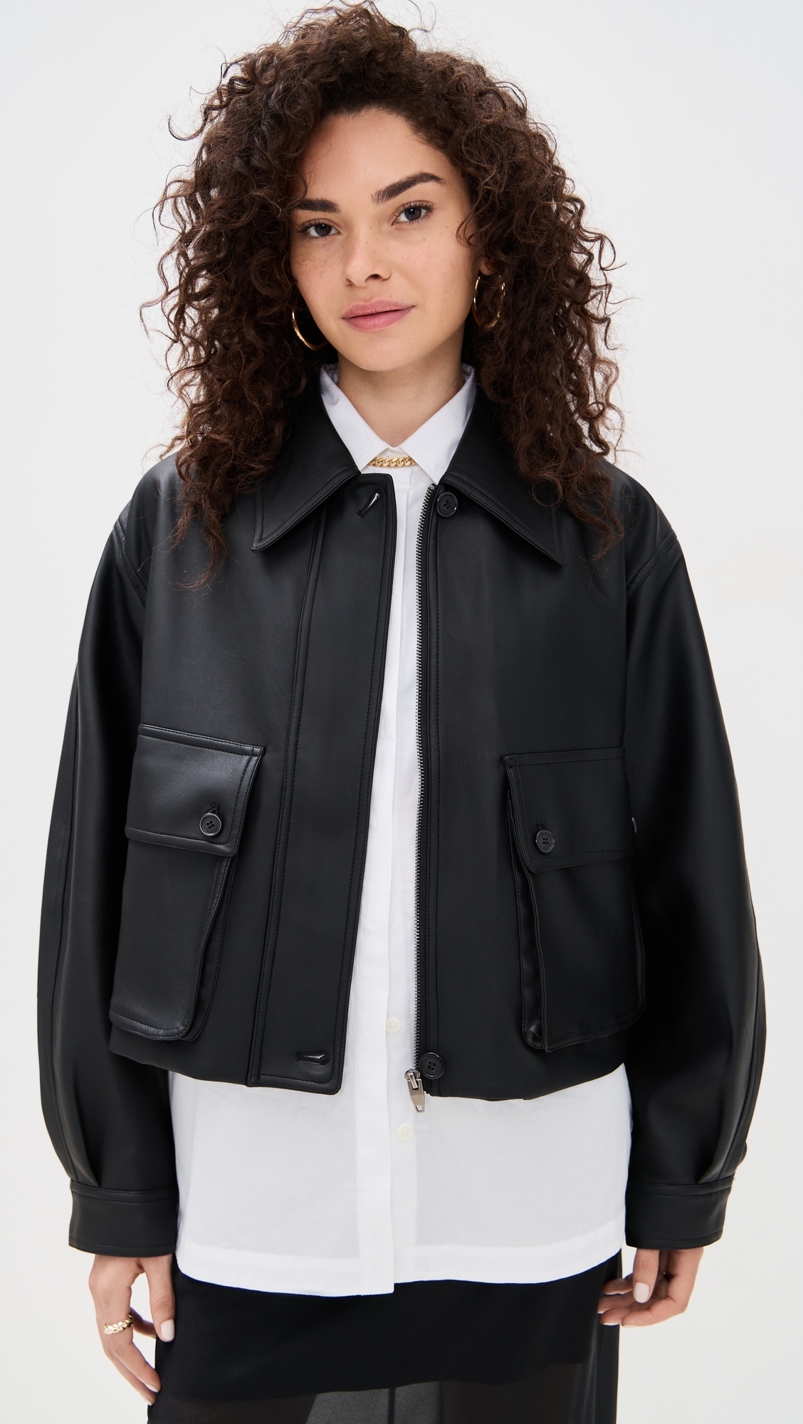 Pixie Market Patch Pocket Faux Leather Jacket